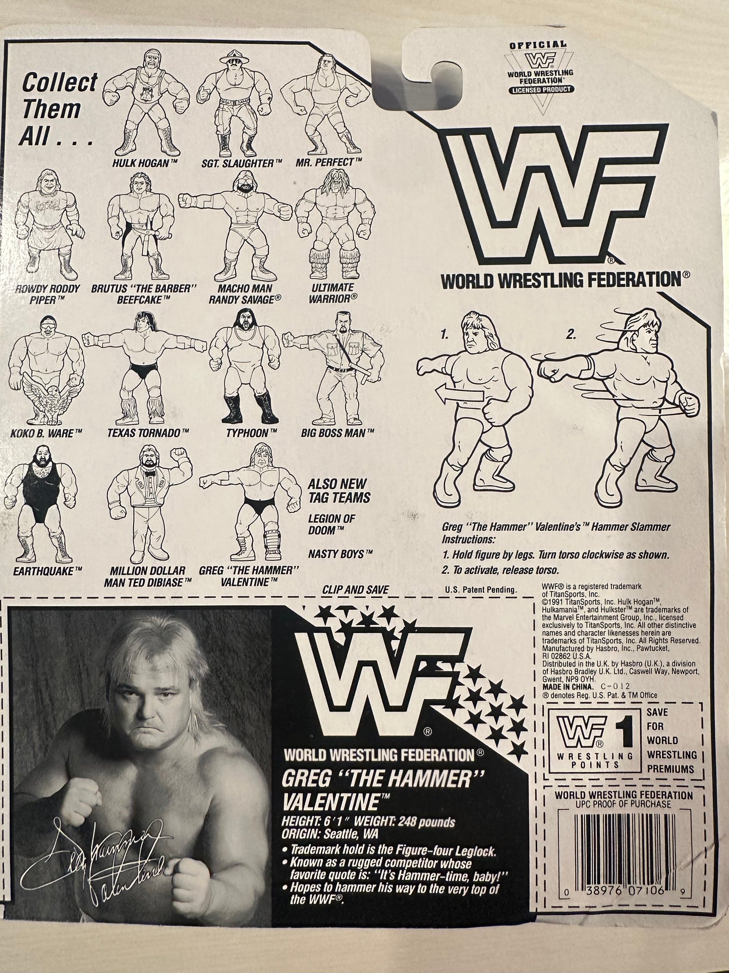 Greg the Hammer Valentine Series 3 WWF Hasbro