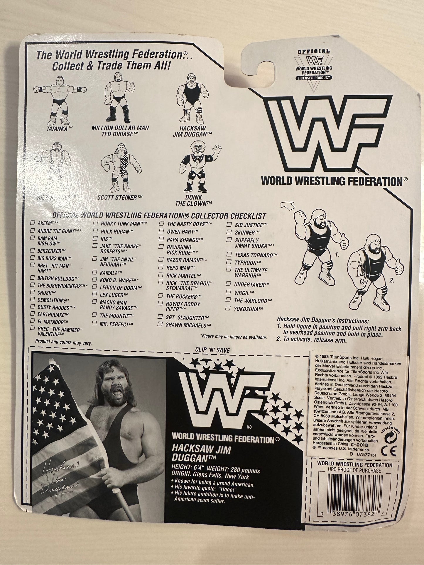 Hacksaw Jim Duggan Series 9 WWF Hasbro
