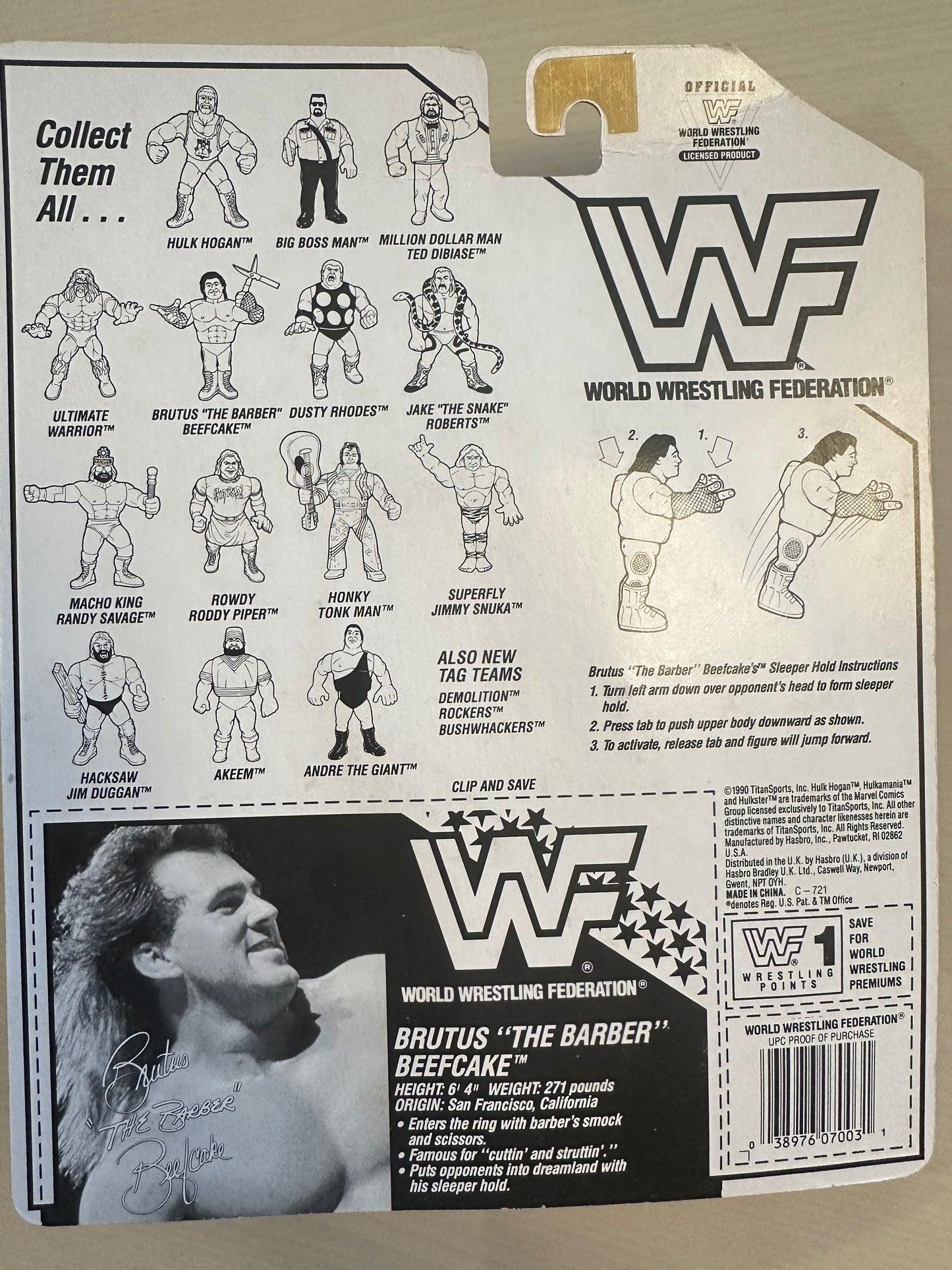 Brutus the Barber Beefcake Series 1 WWF Hasbro