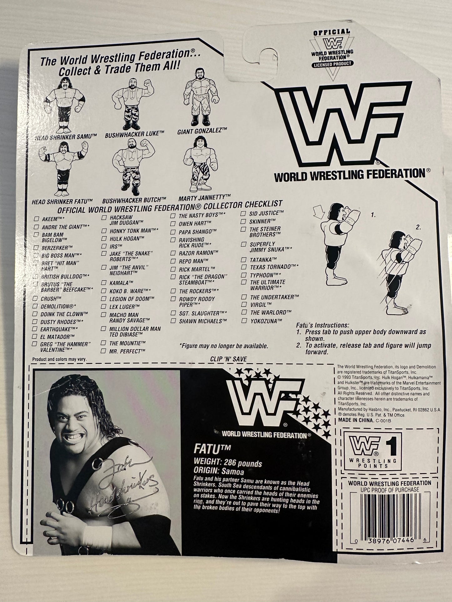 Fatu the Headshrinker Series 10 WWF Hasbro