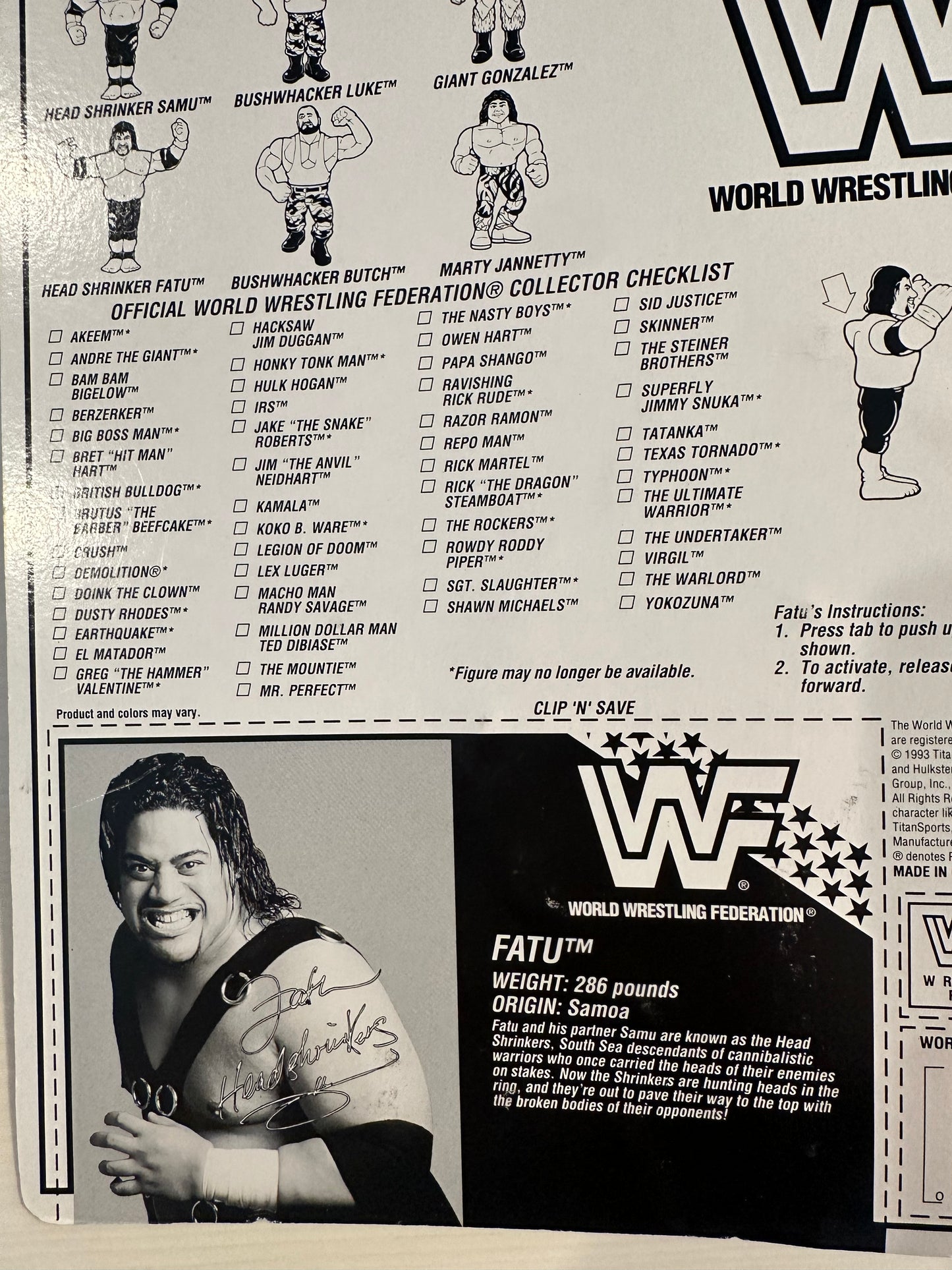 Fatu the Headshrinker Series 10 WWF Hasbro