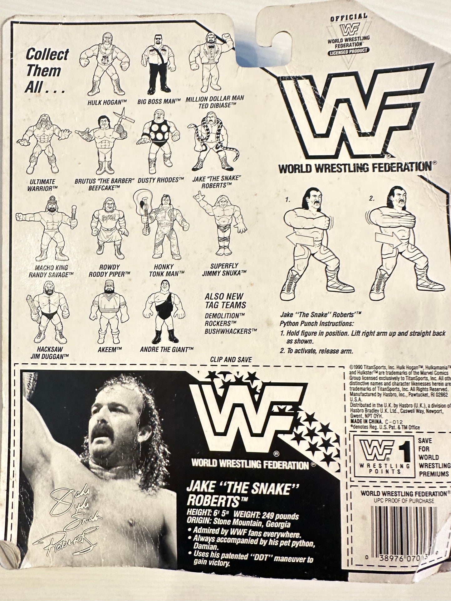 Jake the Snake Roberts Series 1 WWF Hasbro