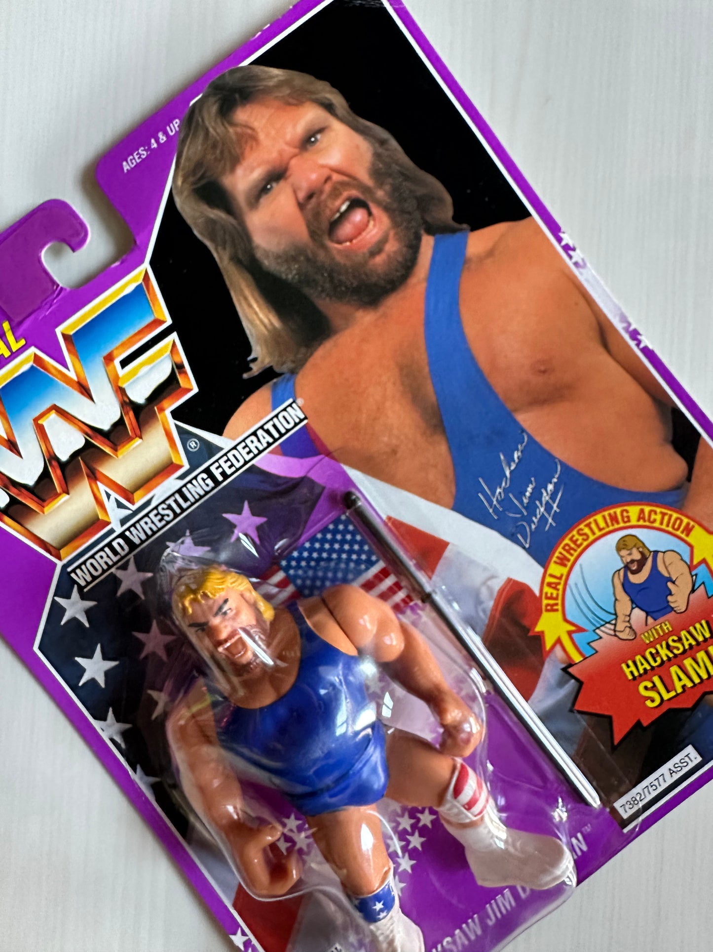 Hacksaw Jim Duggan Series 9 WWF Hasbro MOC figure