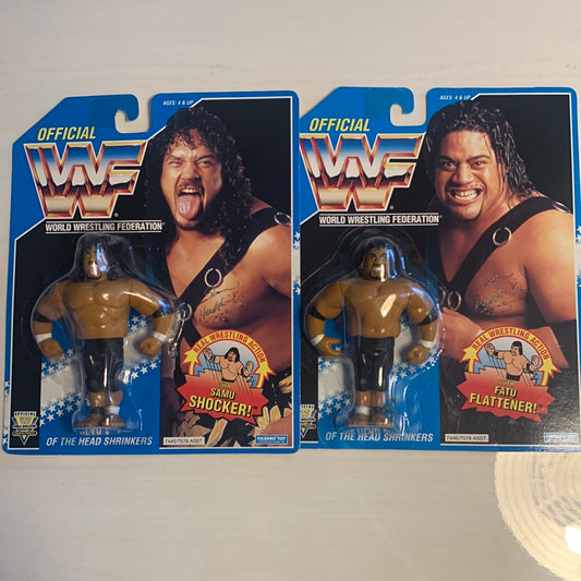 Fatu and Samu Headshrinkers 2 figure set WWF Hasbro