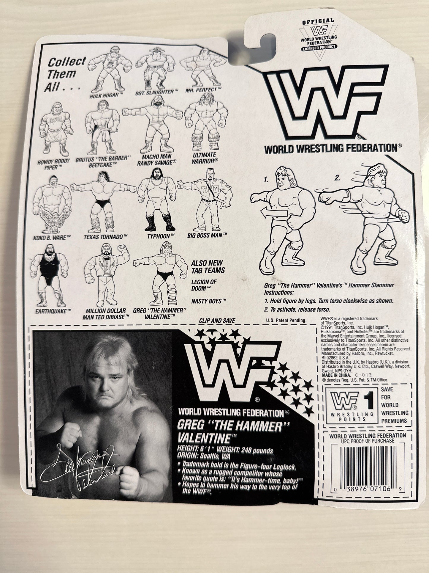 Greg the Hammer Valentine Series 3 WWF Hasbro