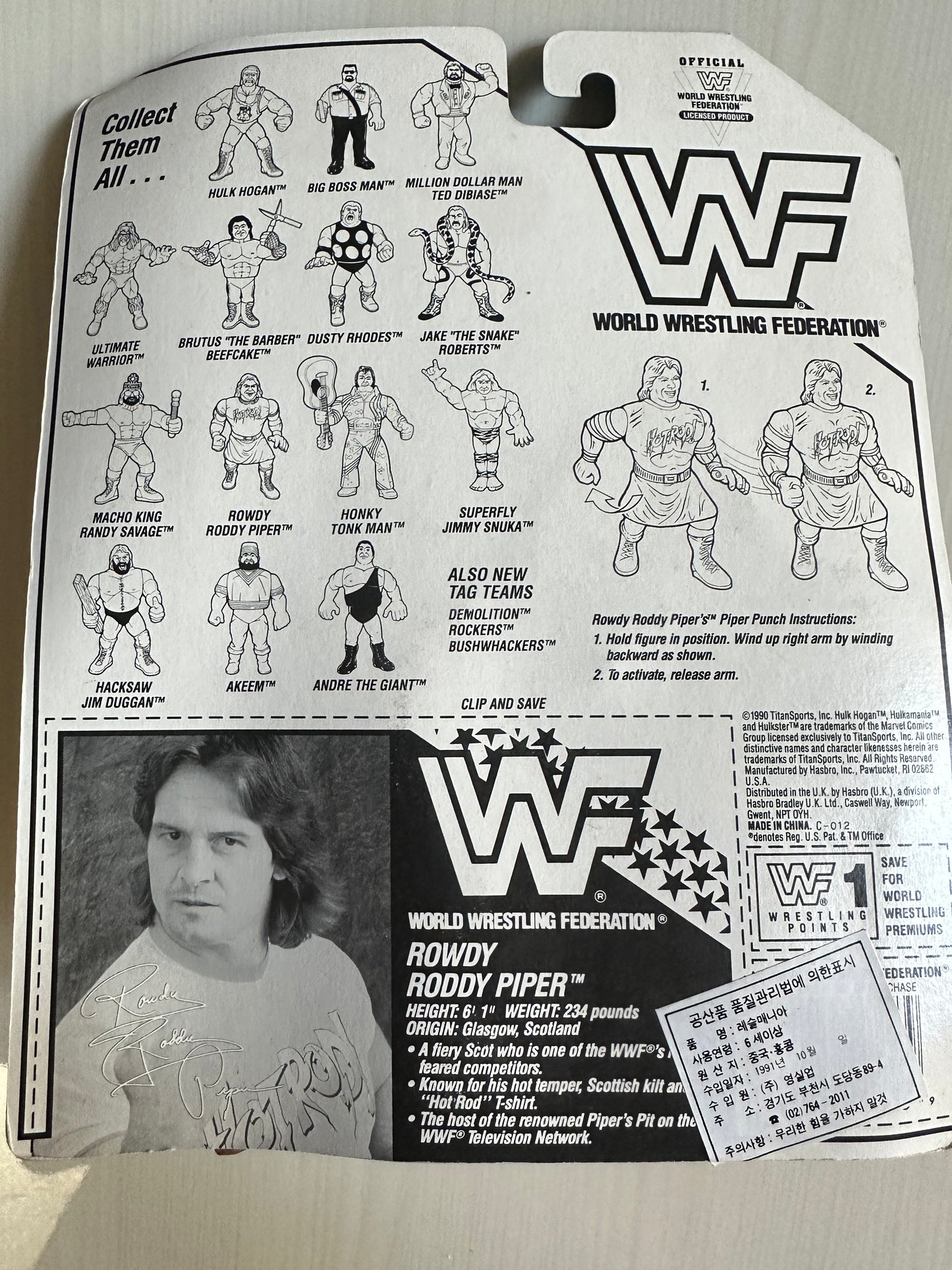 Rowdy Roddy Piper Series 2 WWF Hasbro MOC Korean variant
