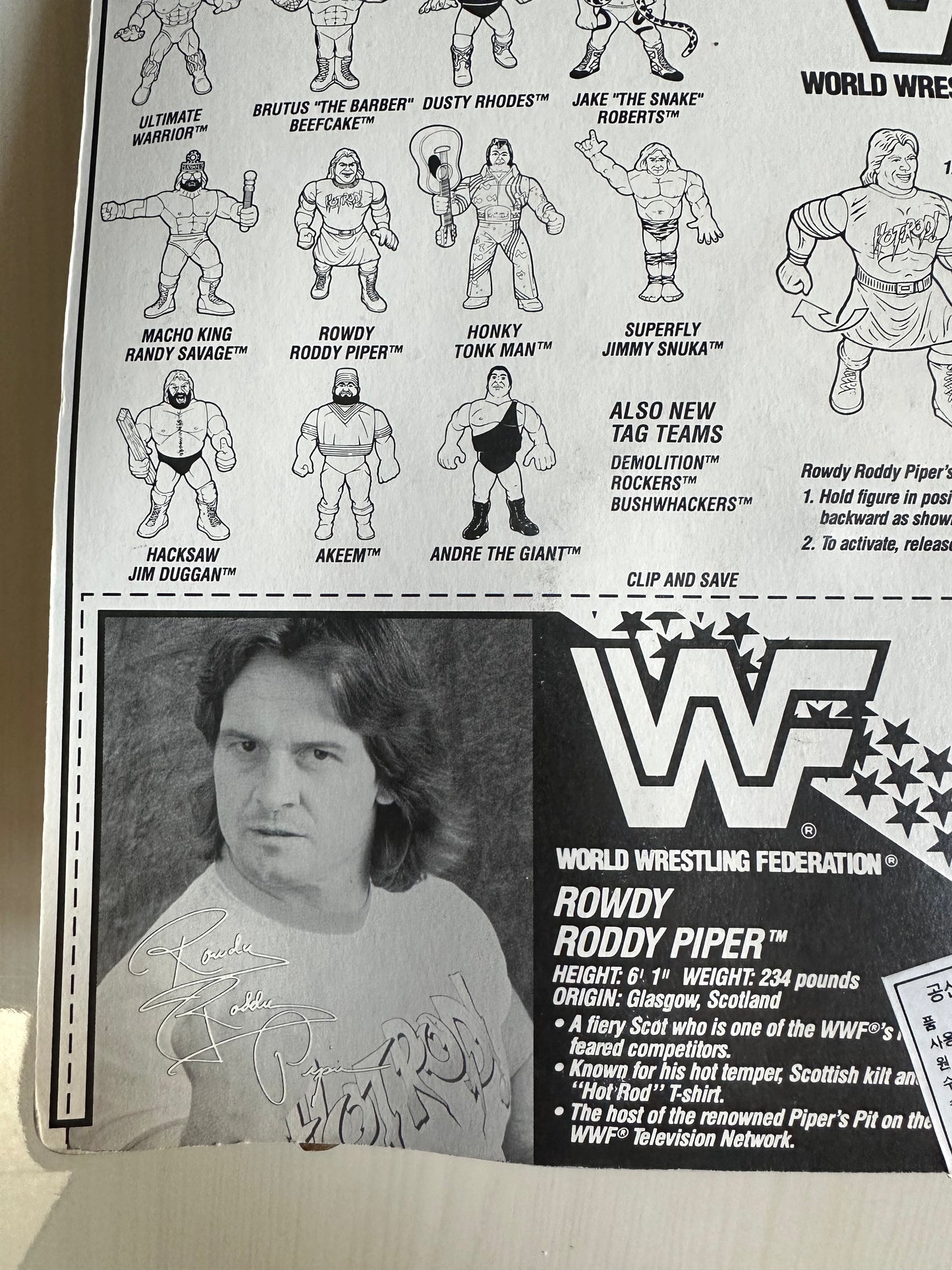 Rowdy Roddy Piper Series 2 WWF Hasbro MOC Korean variant
