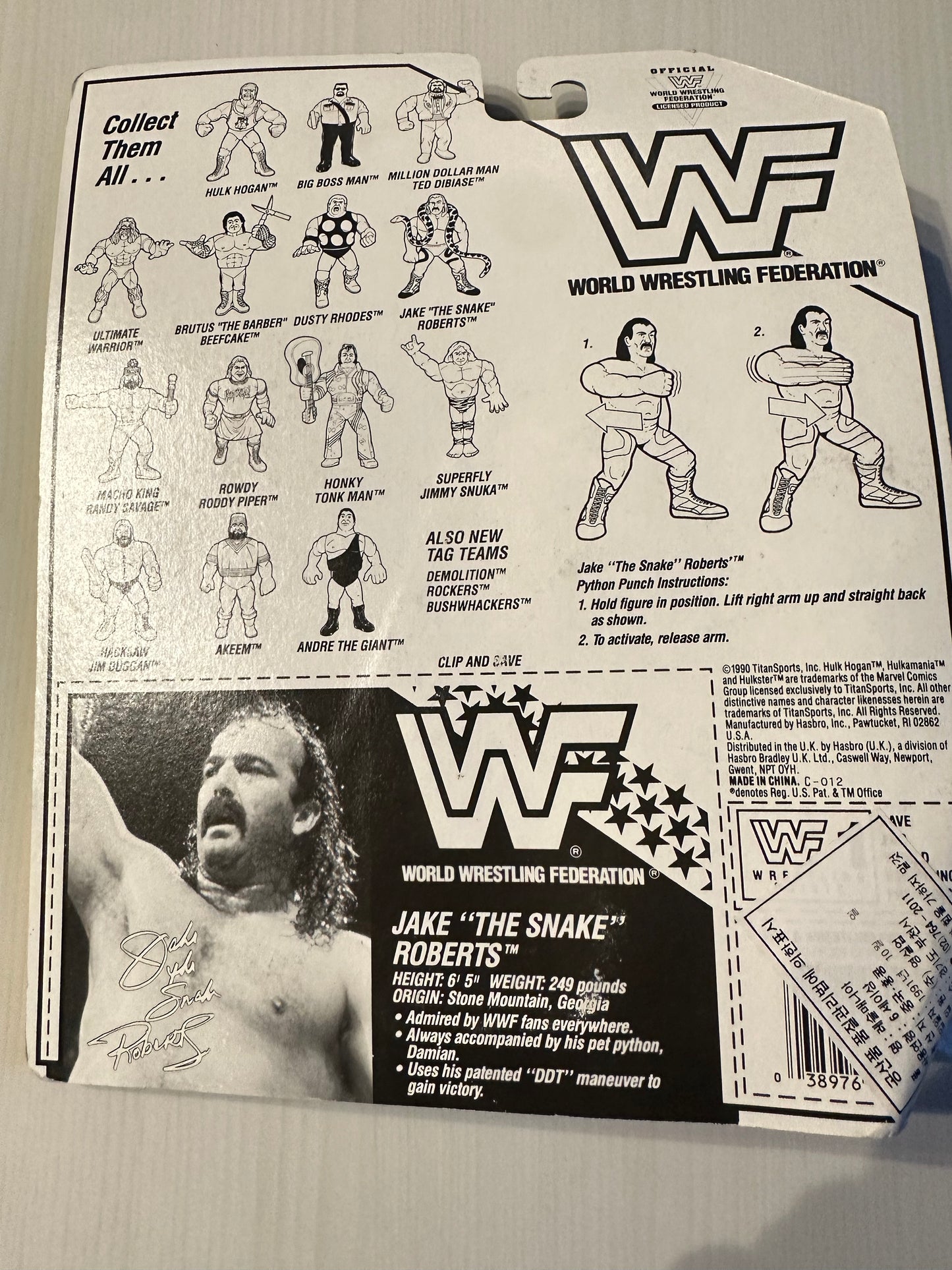 Jake the Snake Roberts Series 1 WWF Hasbro MOC Korean variant