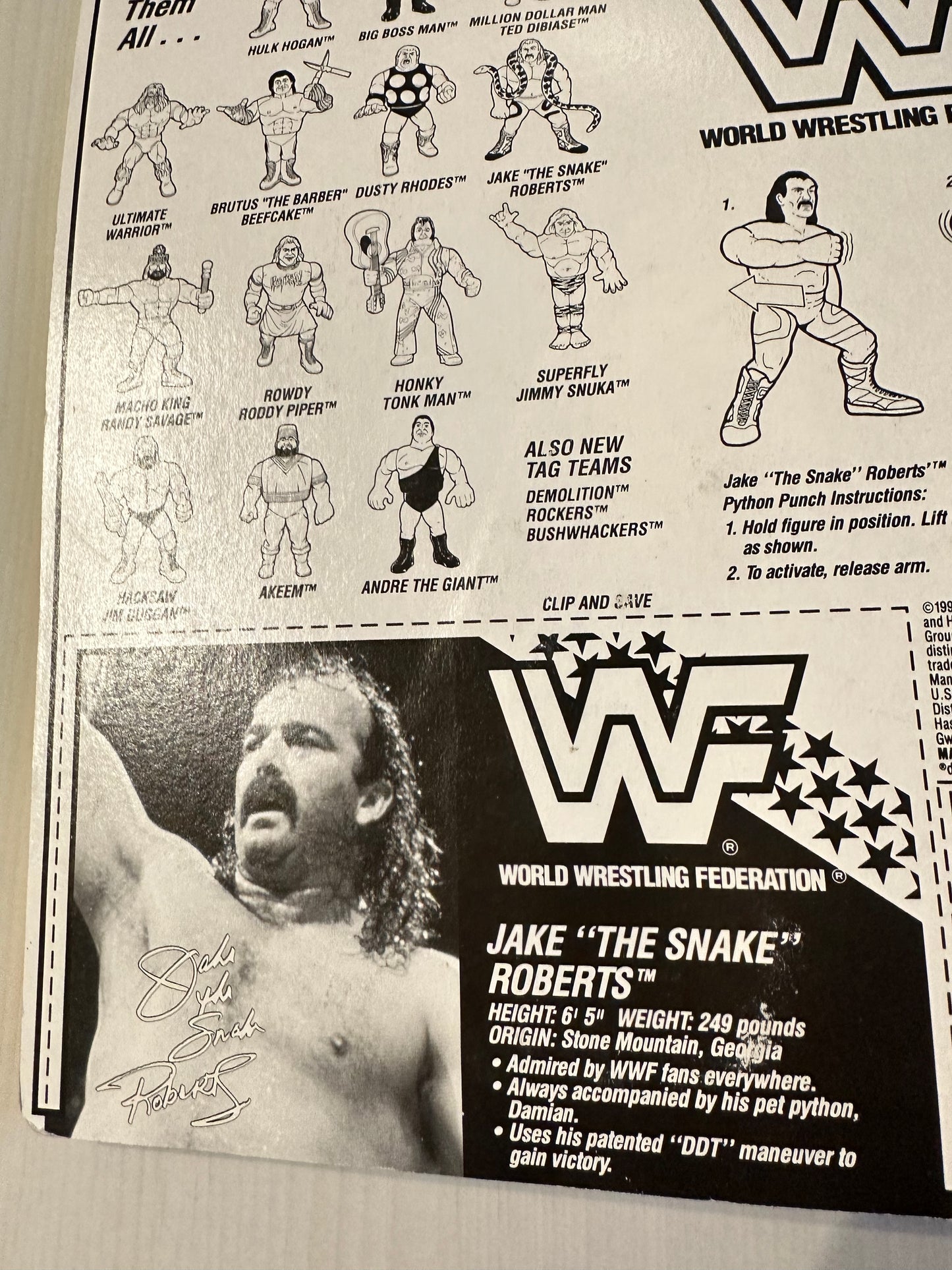 Jake the Snake Roberts Series 1 WWF Hasbro MOC Korean variant