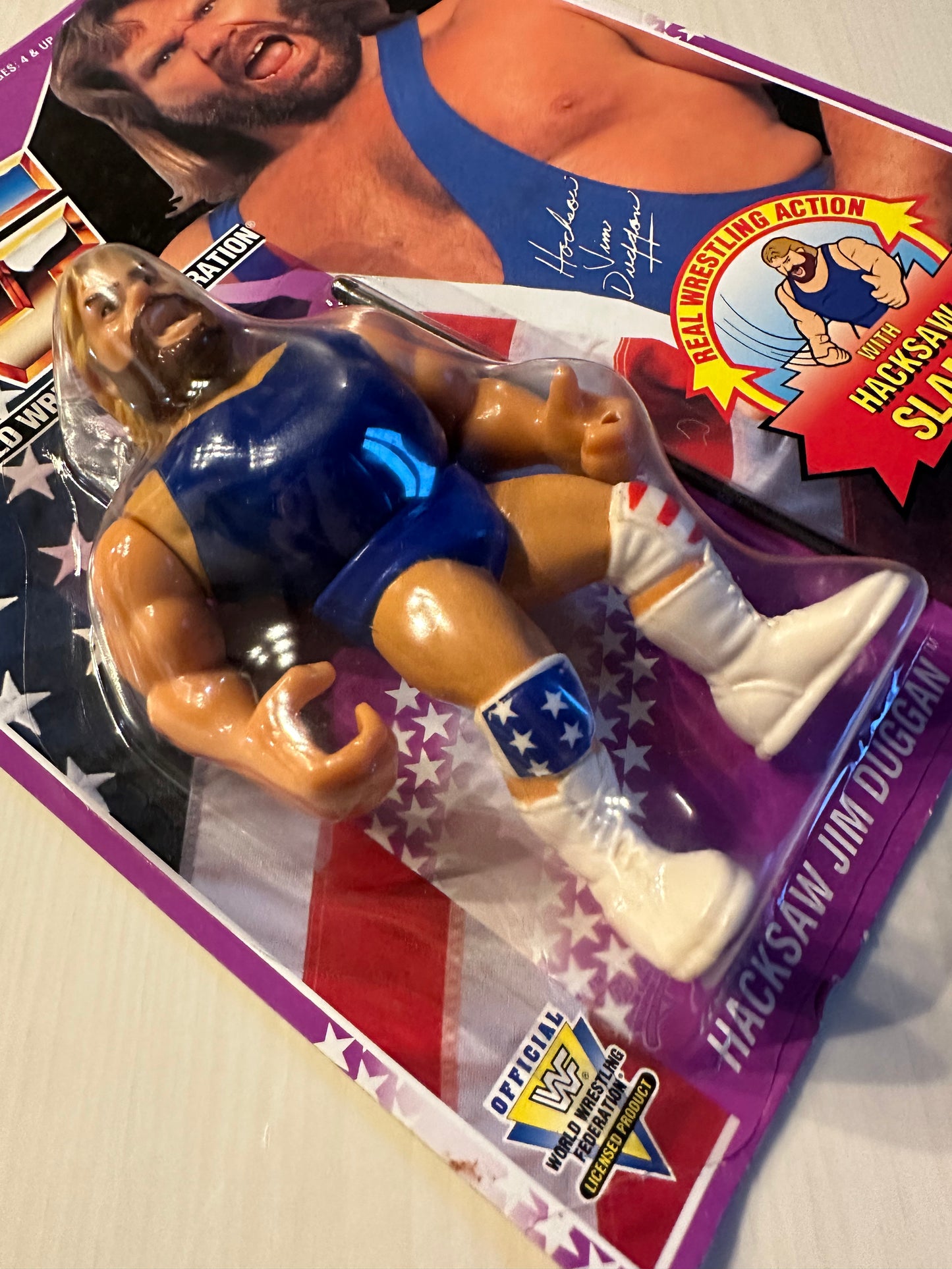 Hacksaw Jim Duggan Series 9 WWF Hasbro MOC figure