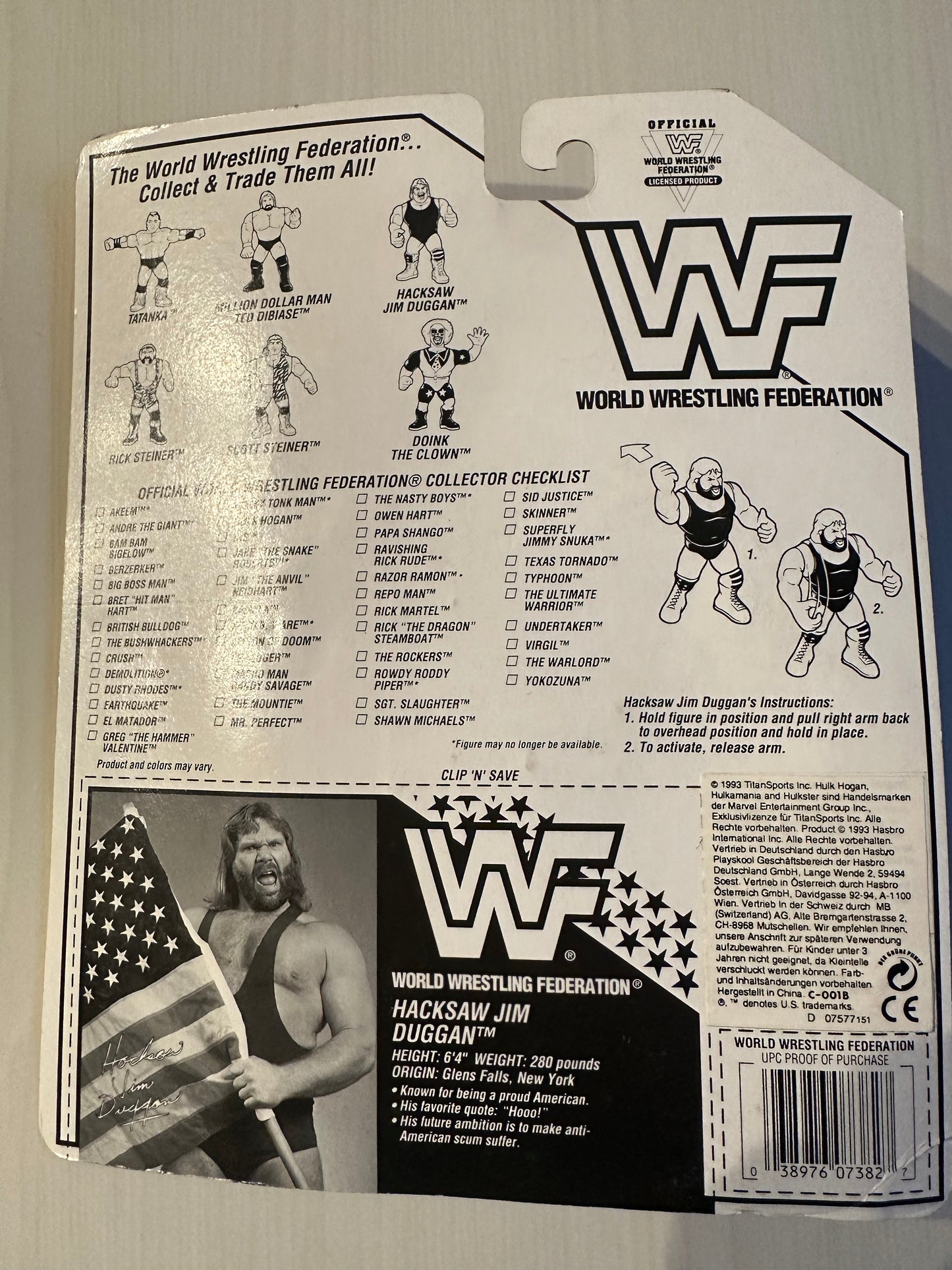 Hacksaw Jim Duggan Series 9 WWF Hasbro MOC figure