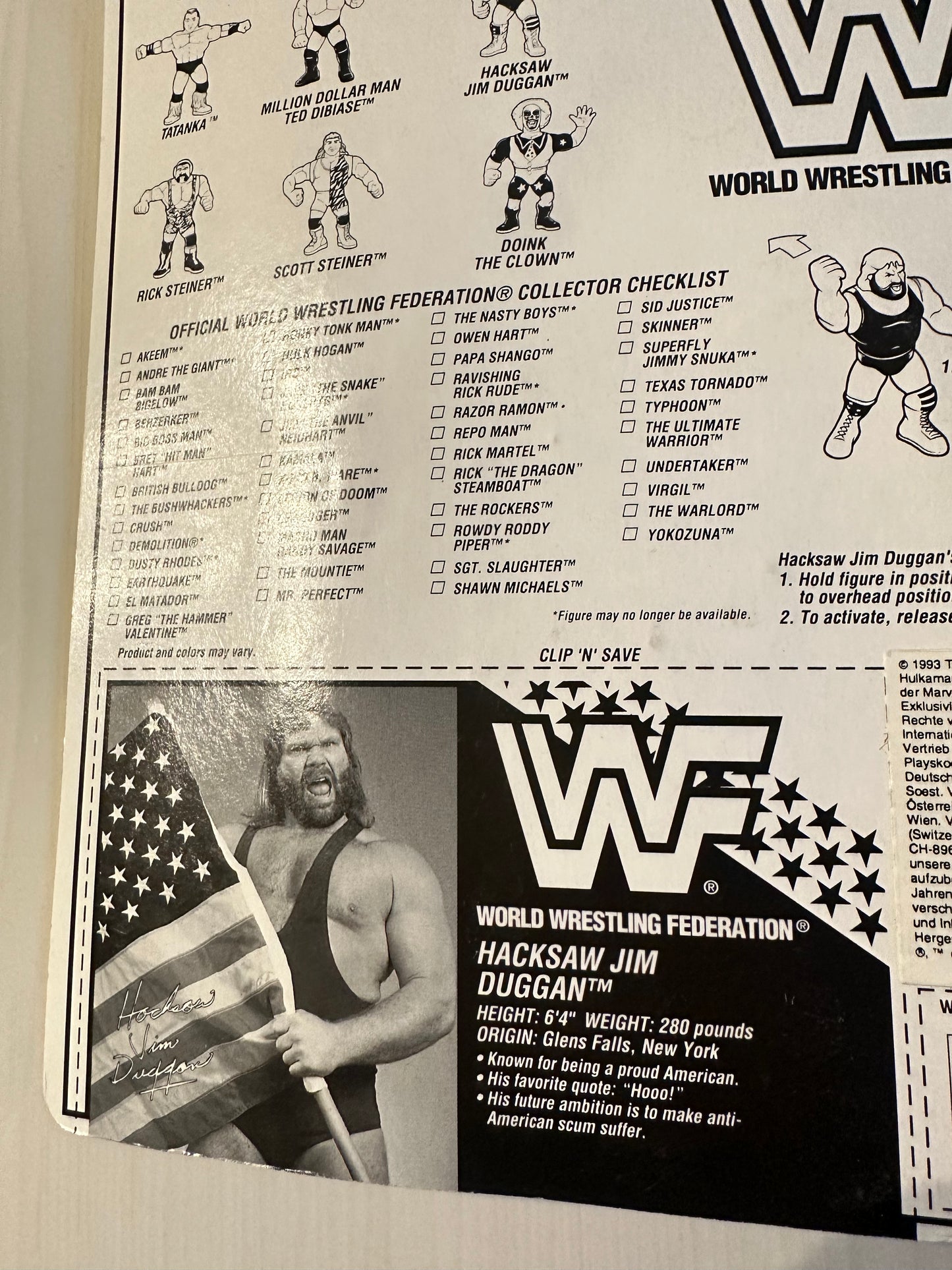 Hacksaw Jim Duggan Series 9 WWF Hasbro MOC figure