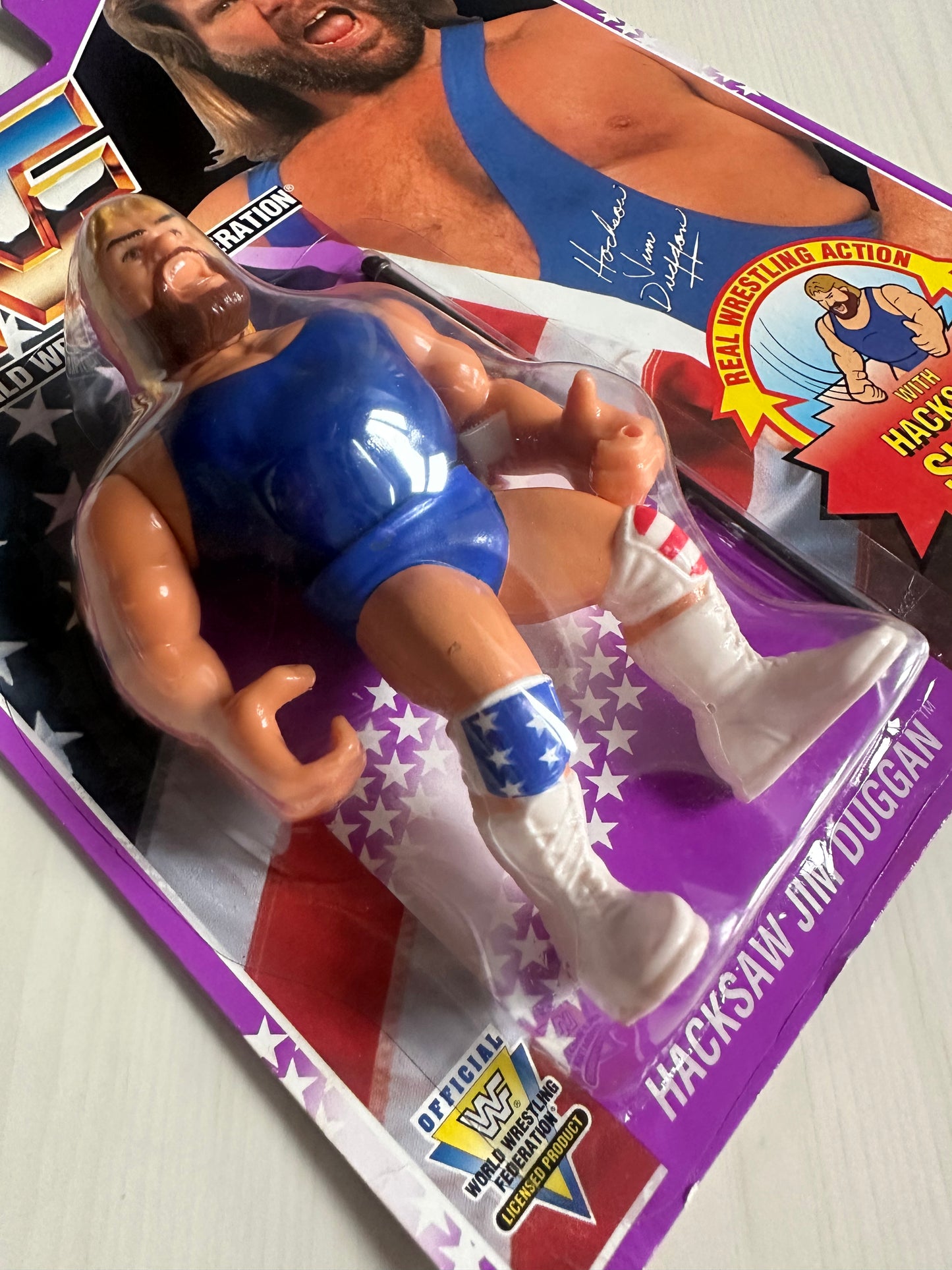 Hacksaw Jim Duggan Series 9 WWF Hasbro MOC figure