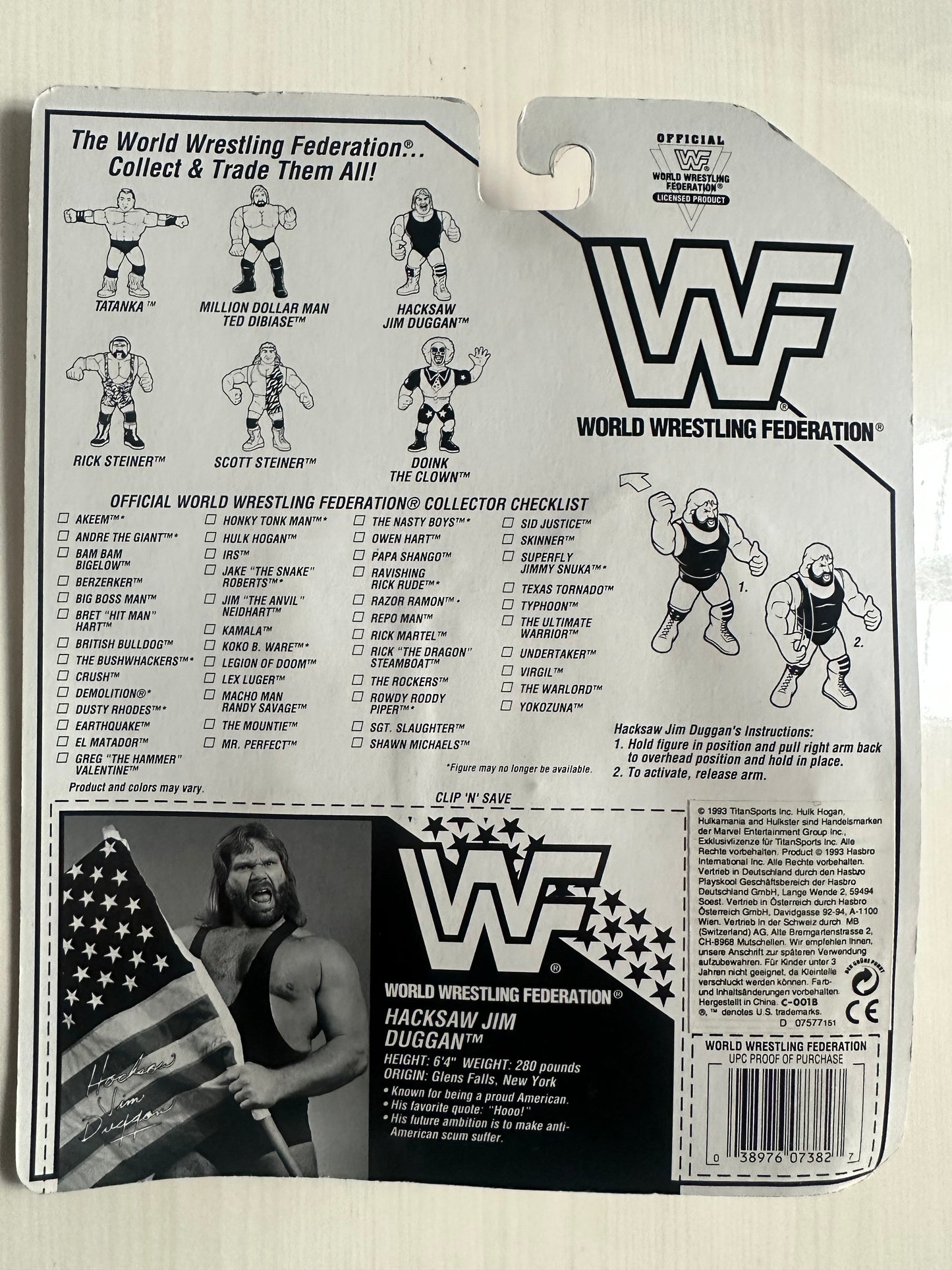 Hacksaw Jim Duggan Series 9 WWF Hasbro MOC figure