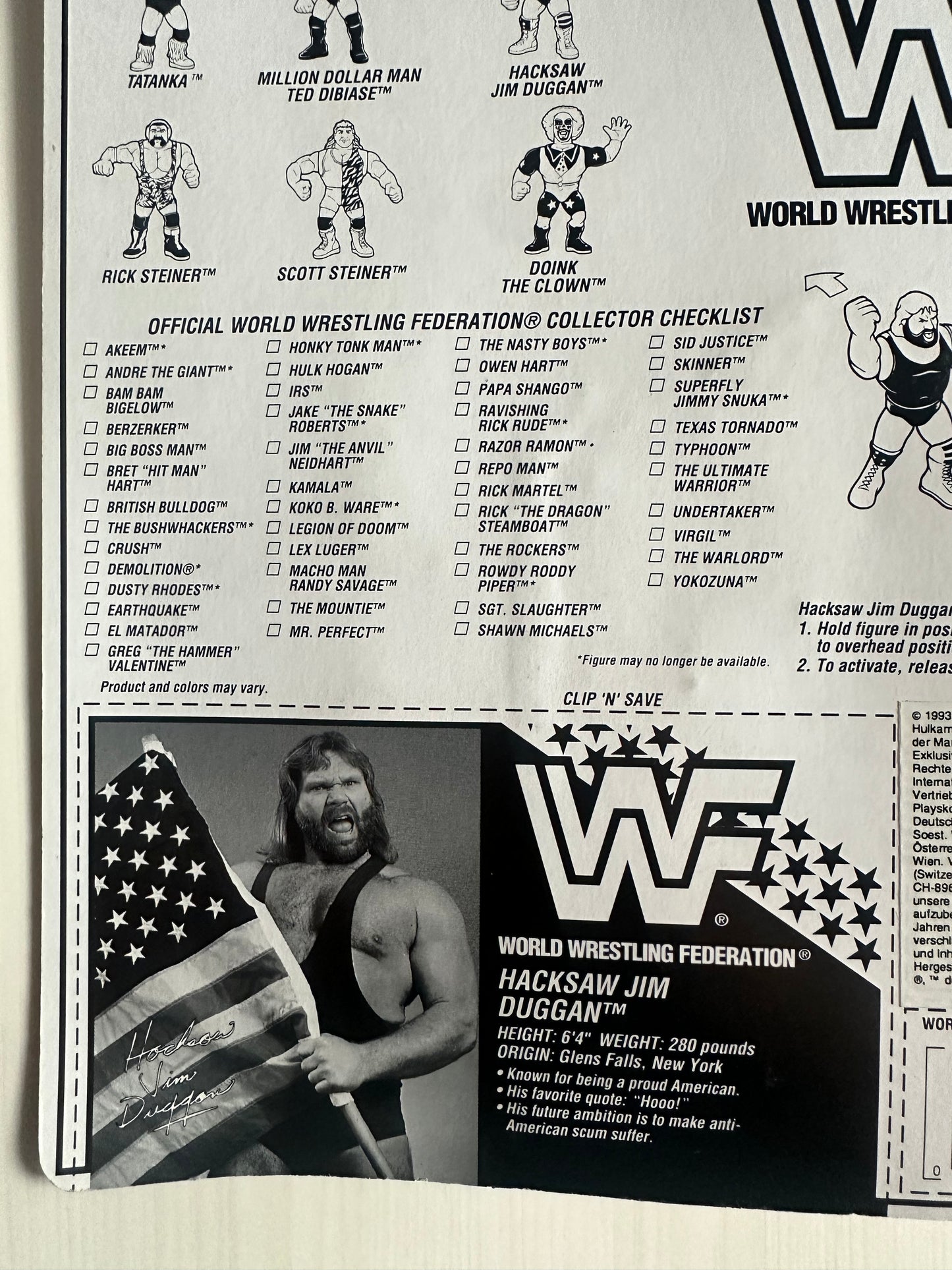 Hacksaw Jim Duggan Series 9 WWF Hasbro MOC figure