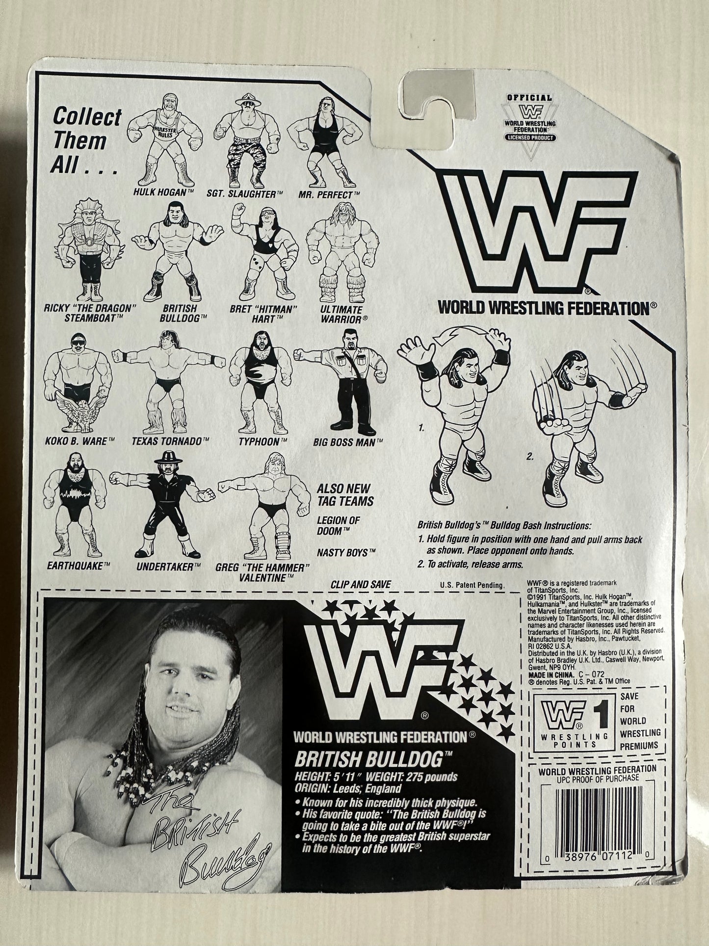 British Bulldog Series 4 WWF Hasbro MOC figure