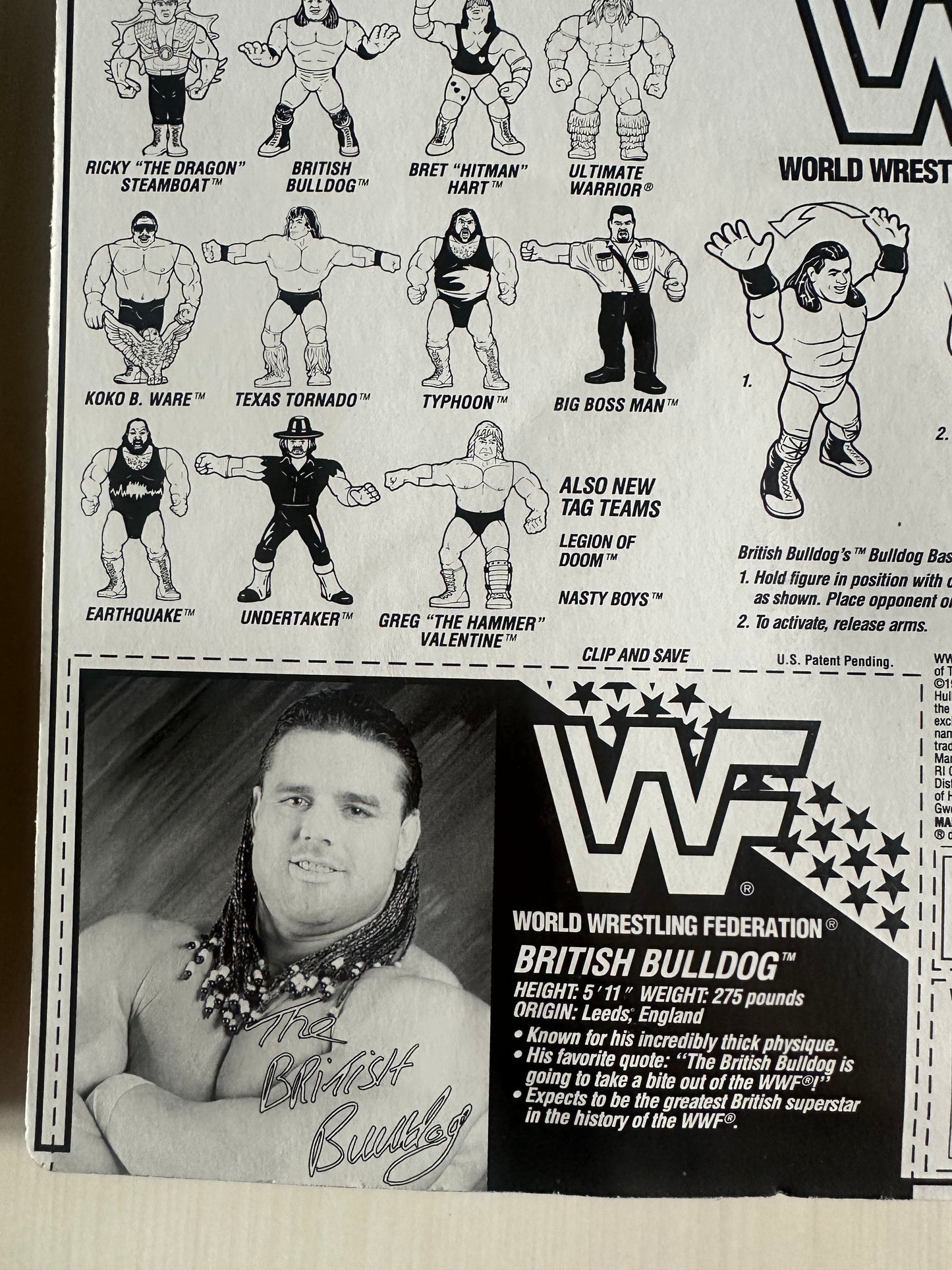 British Bulldog Series 4 WWF Hasbro MOC figure
