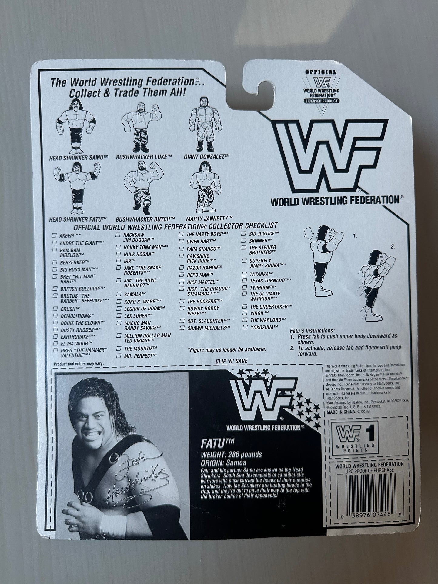 Fatu the Headshrinker Series 10 WWF Hasbro