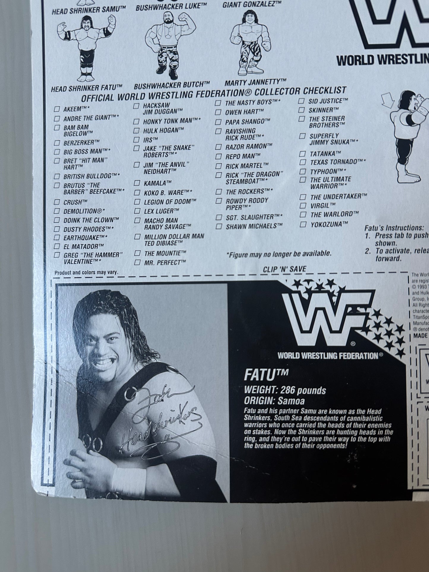 Fatu the Headshrinker Series 10 WWF Hasbro