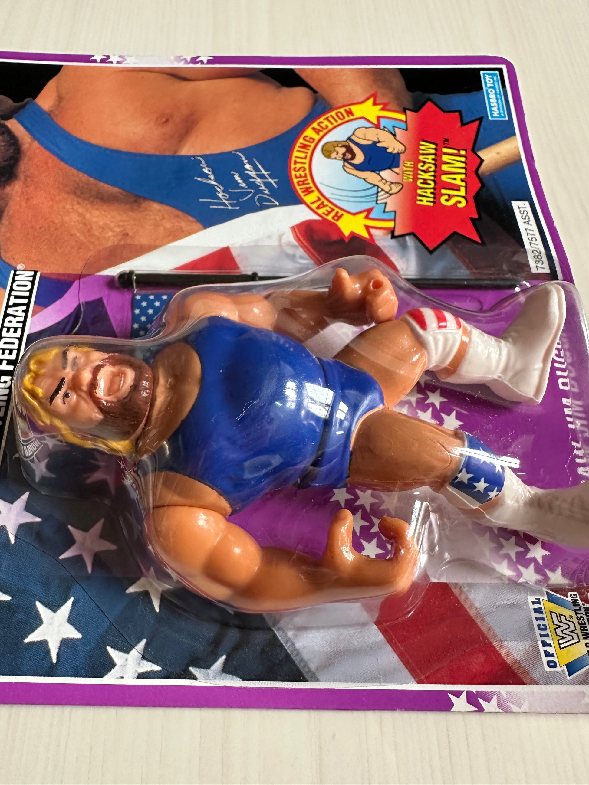 Hacksaw Jim Duggan Series 9 WWF Hasbro MOC figure – retrofigure