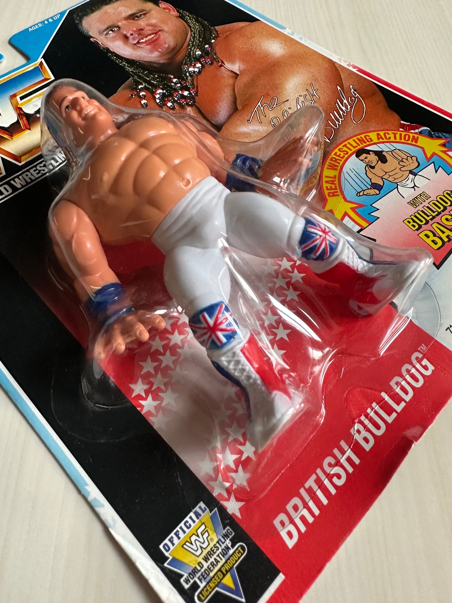 British Bulldog Series 4 WWF Hasbro MOC figure