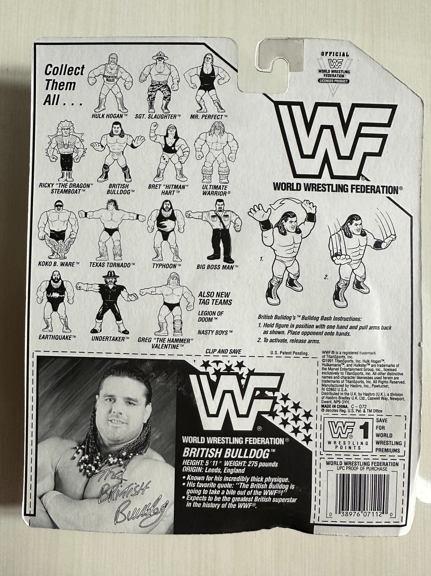 British Bulldog Series 4 WWF Hasbro MOC figure