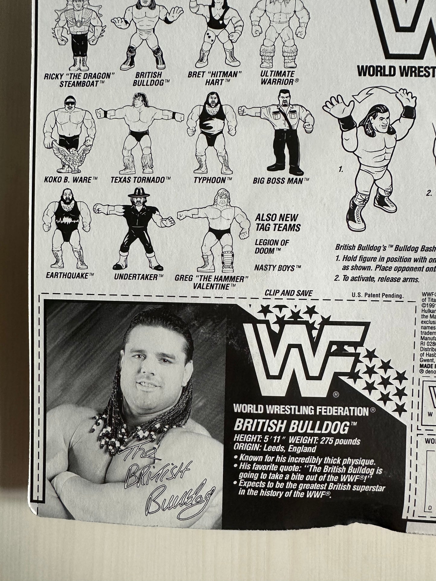 British Bulldog Series 4 WWF Hasbro MOC figure