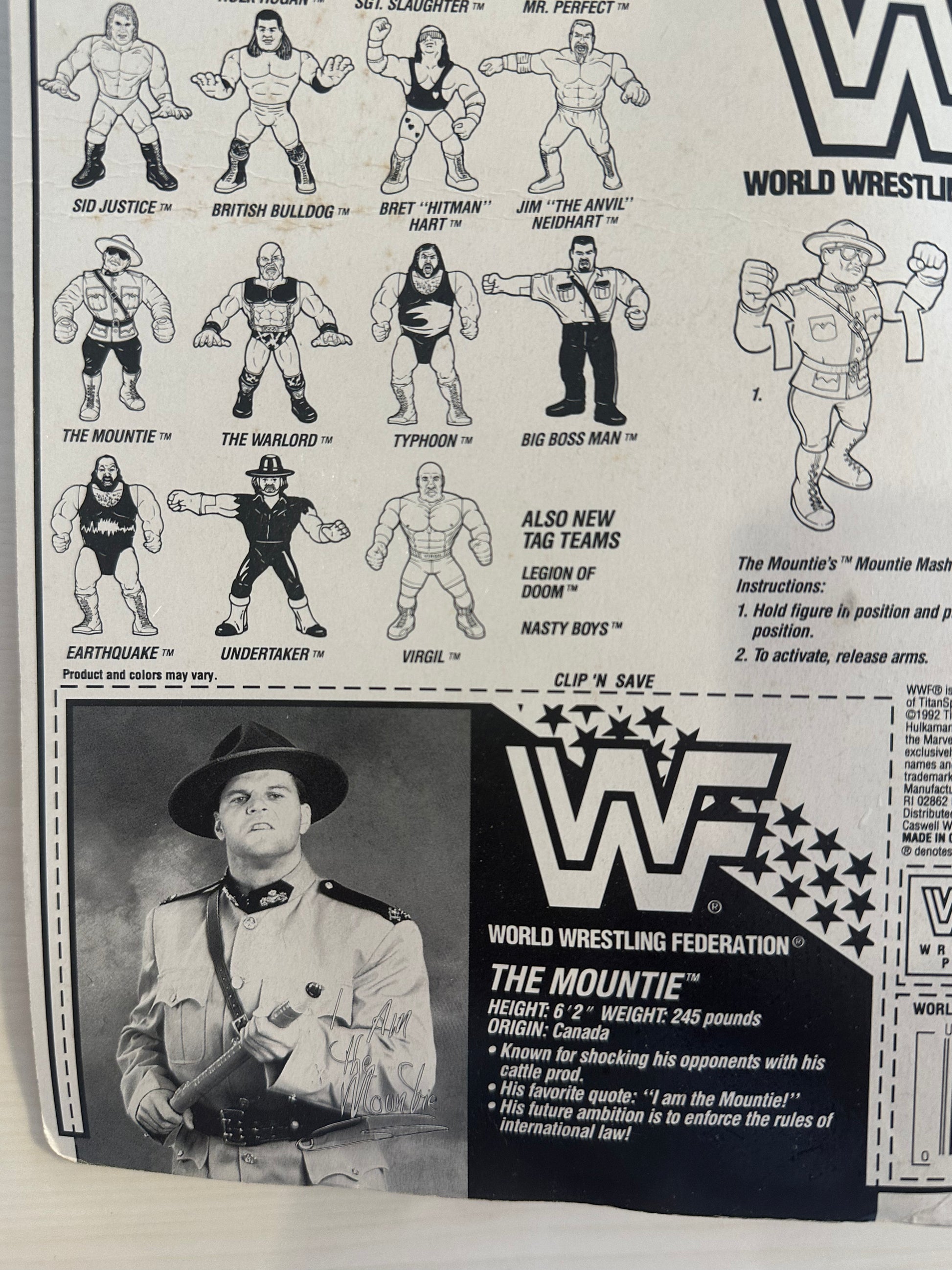 WWF Hasbro figurine The Mountie 1993 série 5 WWE pro lutte WWF Hasbro figurine The Mountie 1993 série 5 WWE pro lutte