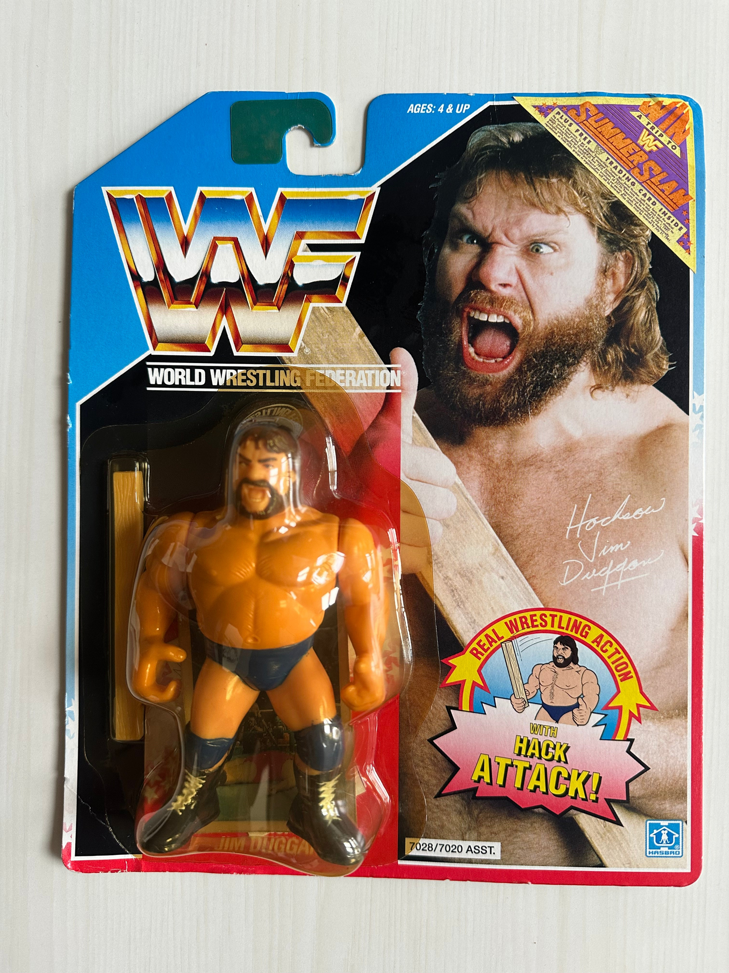 Hacksaw Jim Duggan Series 2 WWF Hasbro MOC Summerslam card