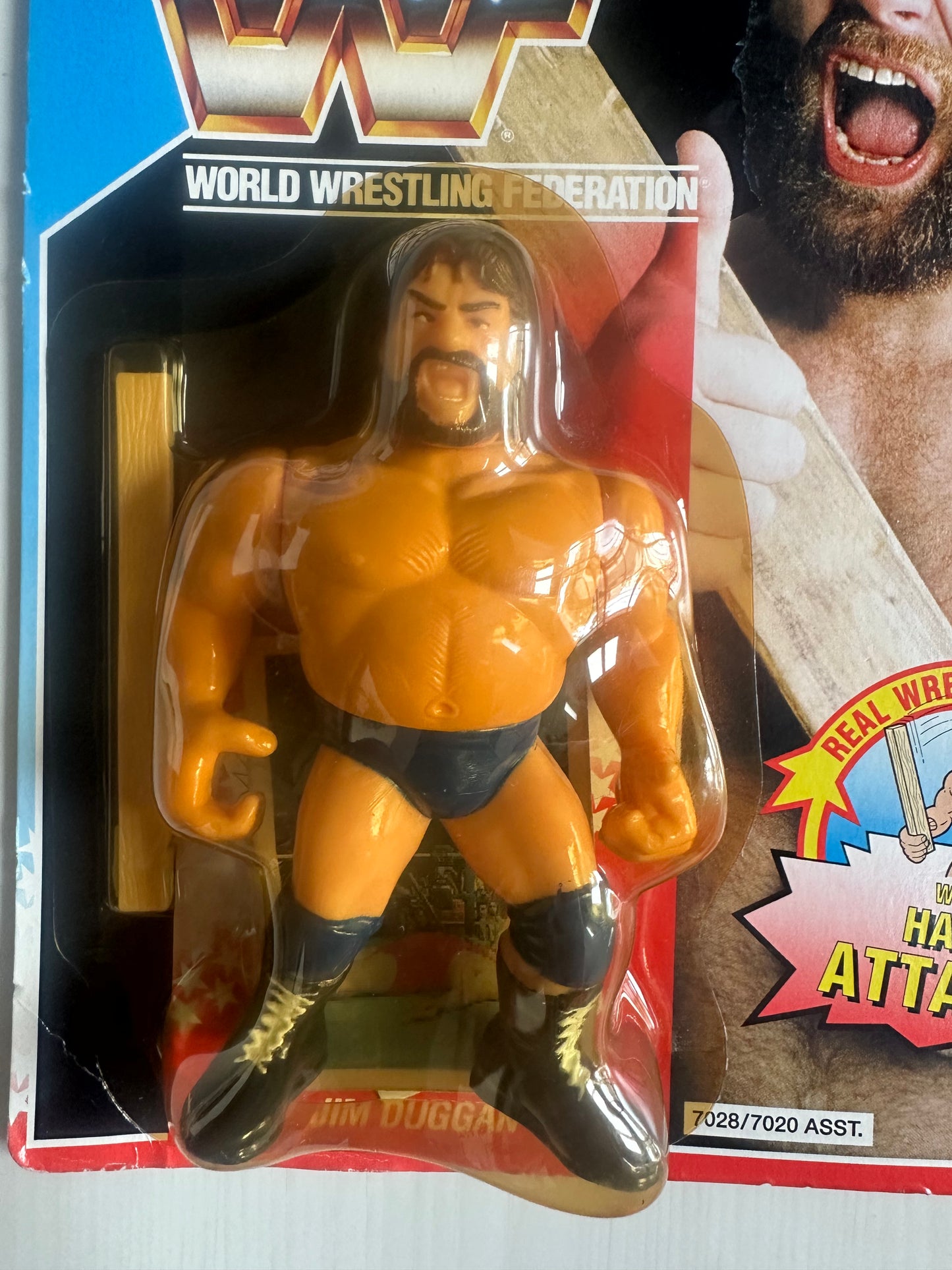 Hacksaw Jim Duggan Series 2 WWF Hasbro MOC Summerslam card