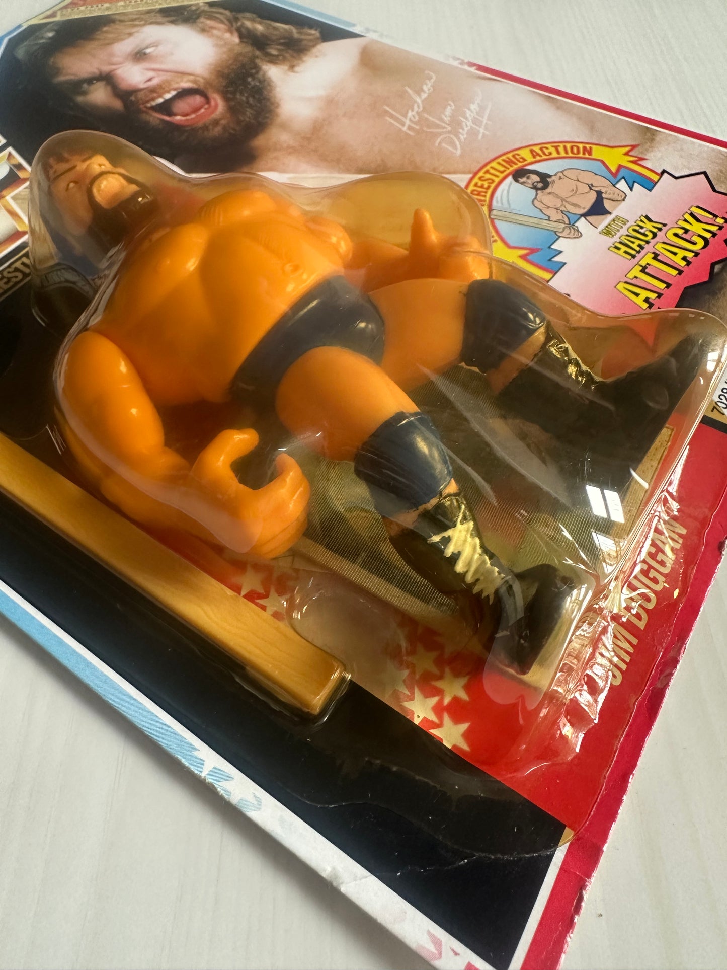 Hacksaw Jim Duggan Series 2 WWF Hasbro MOC Summerslam card