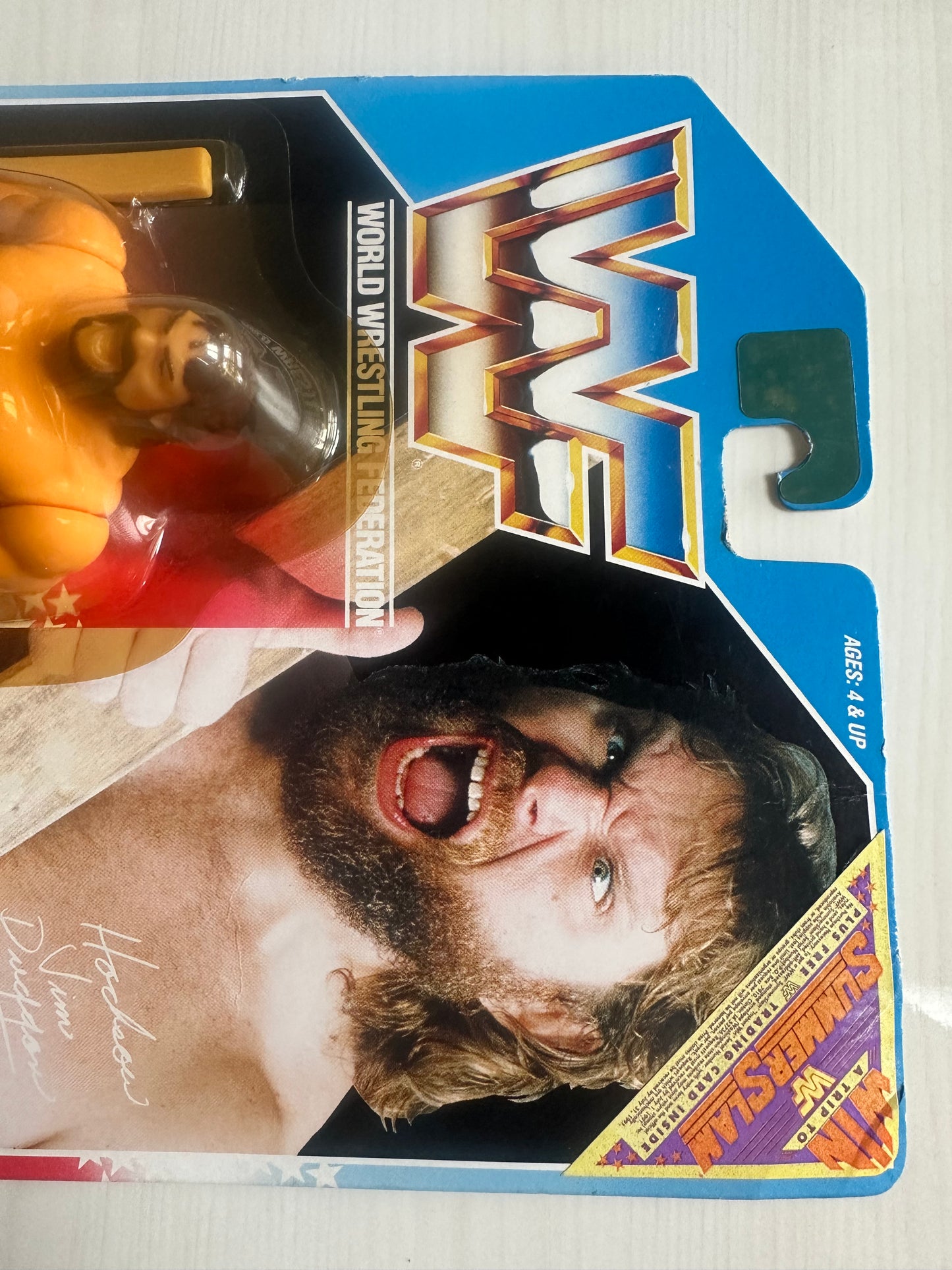 Hacksaw Jim Duggan Series 2 WWF Hasbro MOC Summerslam card