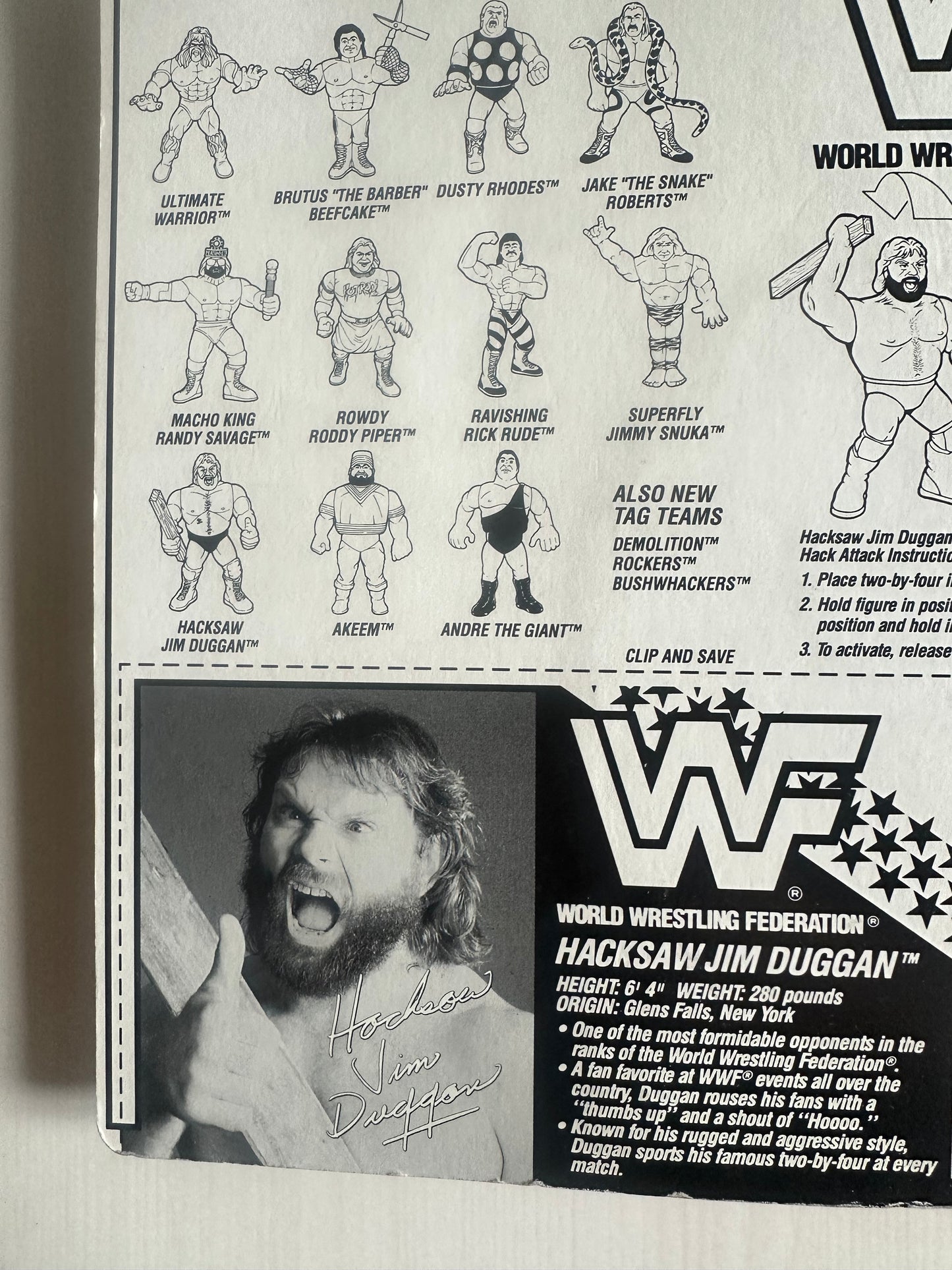 Hacksaw Jim Duggan Series 2 WWF Hasbro MOC Summerslam card