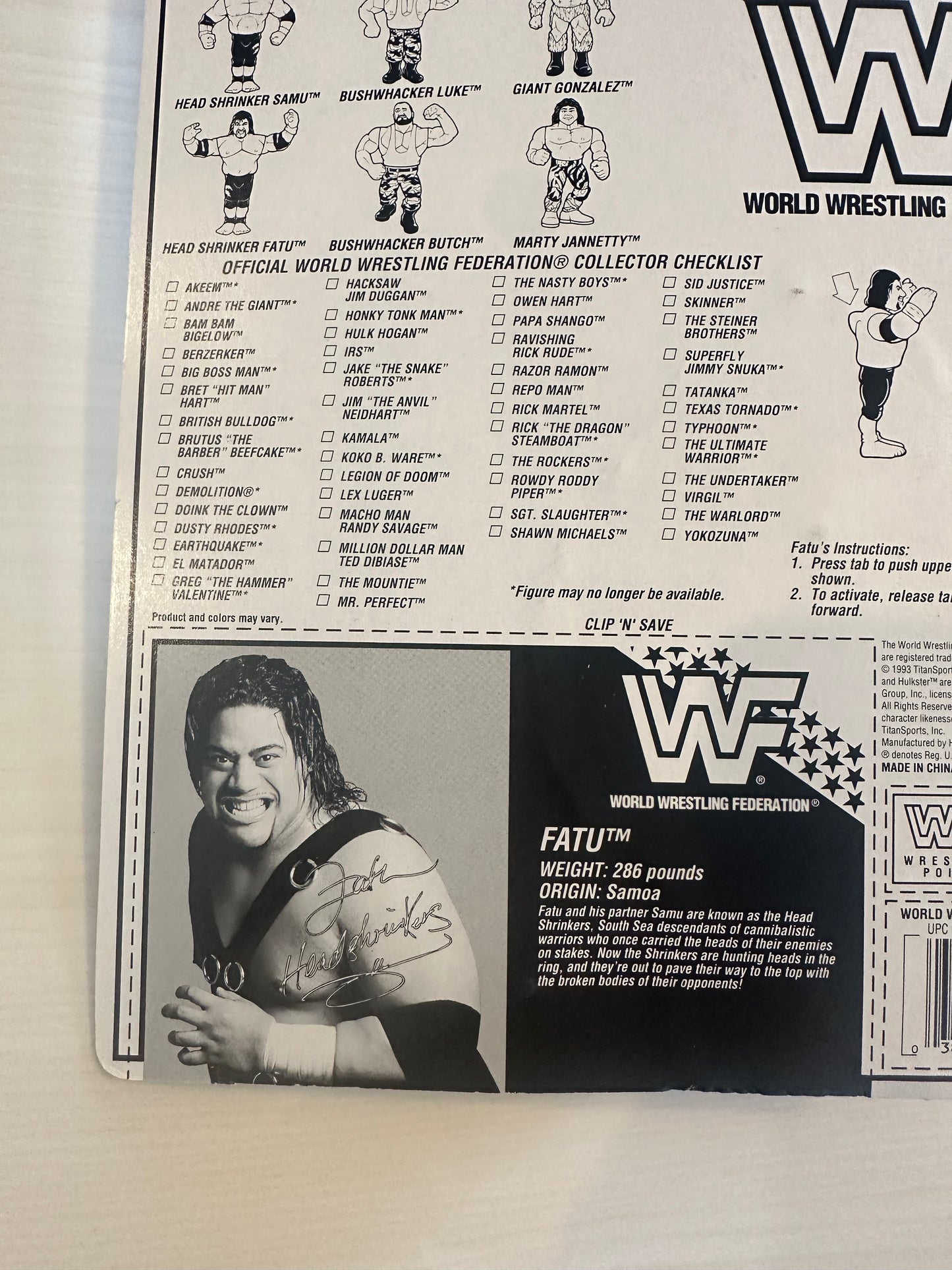 Fatu the Headshrinker Series 10 WWF Hasbro