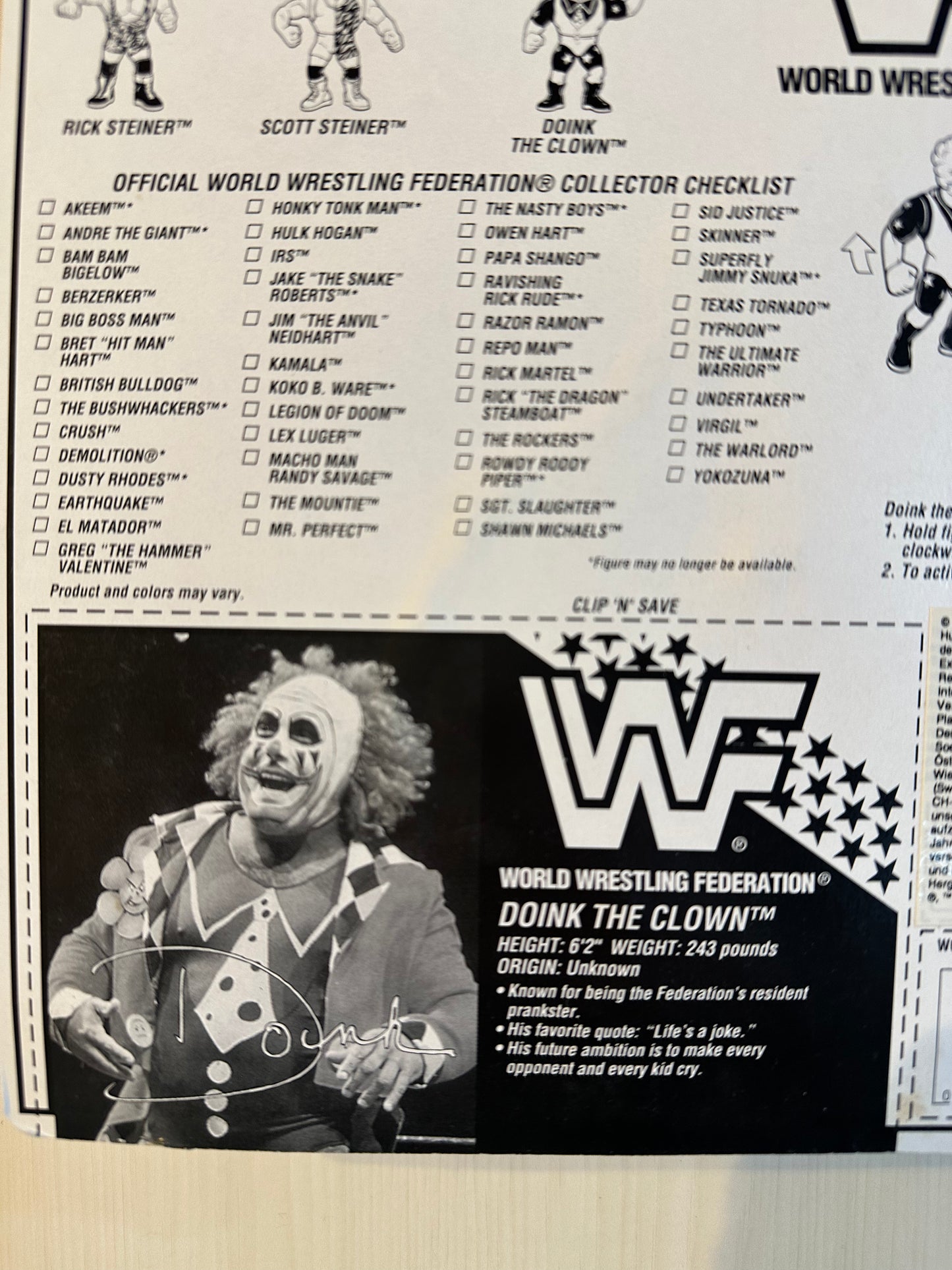 Doink the Clown Series 9 WWF Hasbro MOC figure