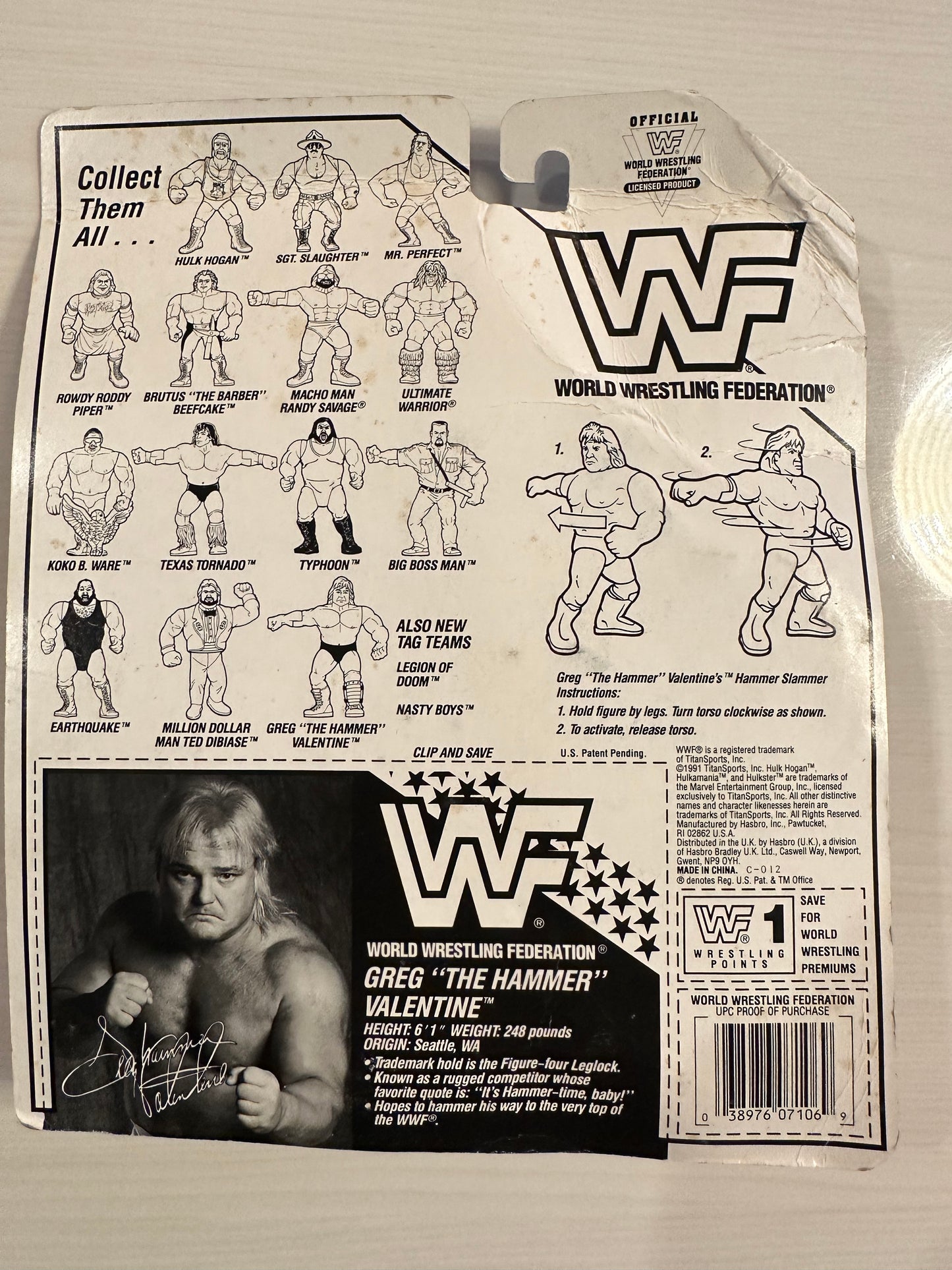 Greg the Hammer Valentine Series 3 WWF Hasbro