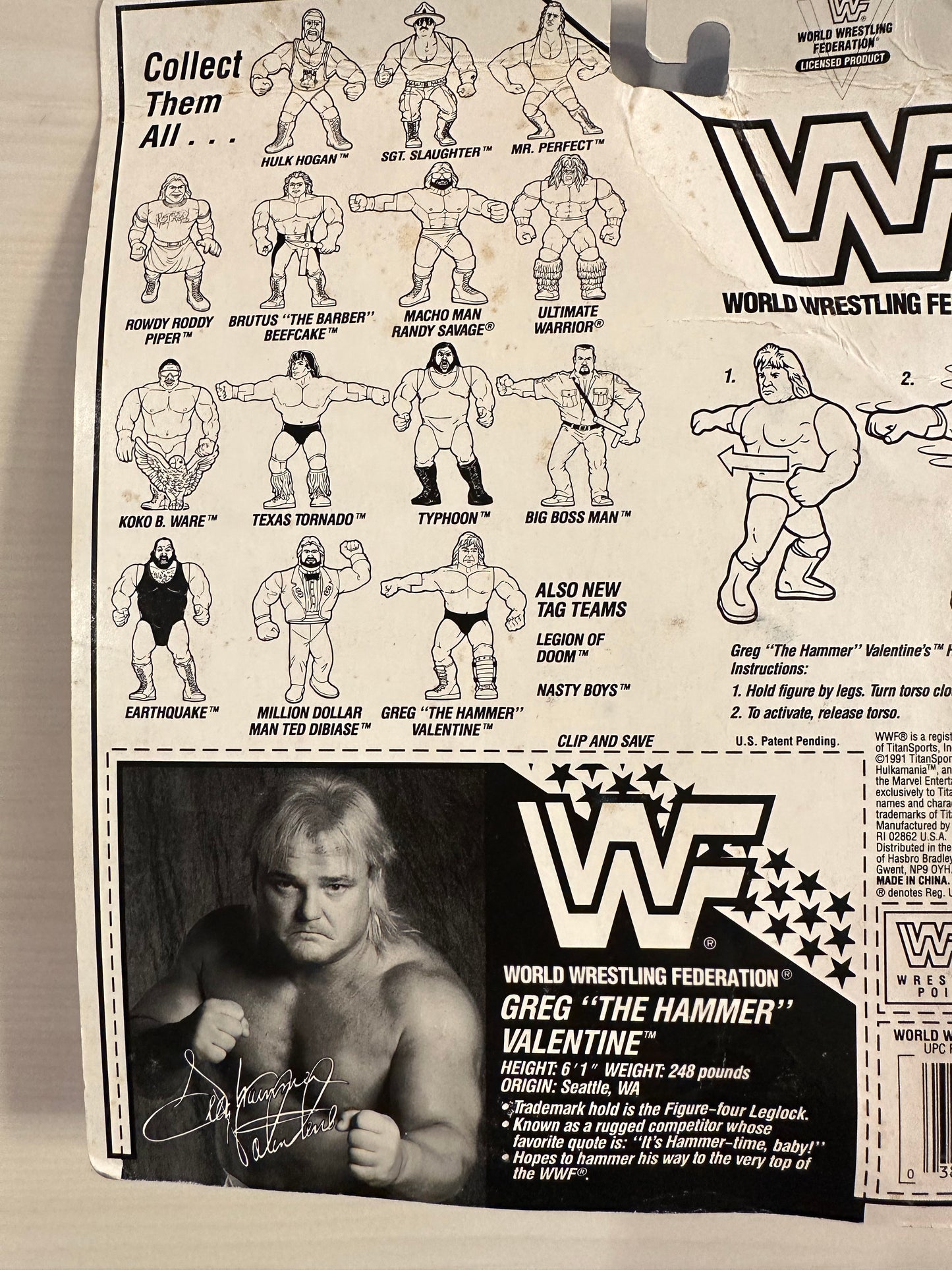 Greg the Hammer Valentine Series 3 WWF Hasbro