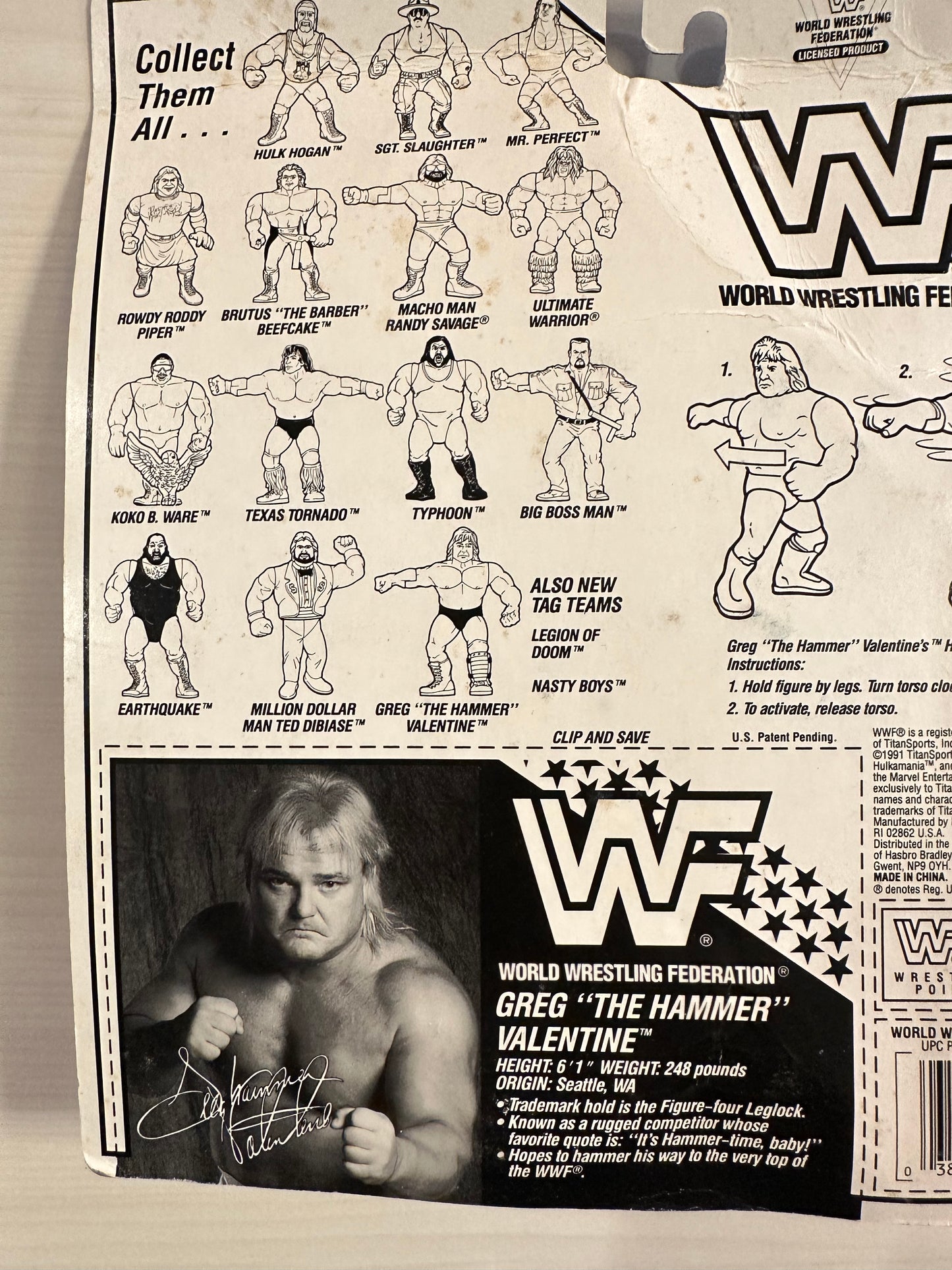 Greg the Hammer Valentine Series 3 WWF Hasbro