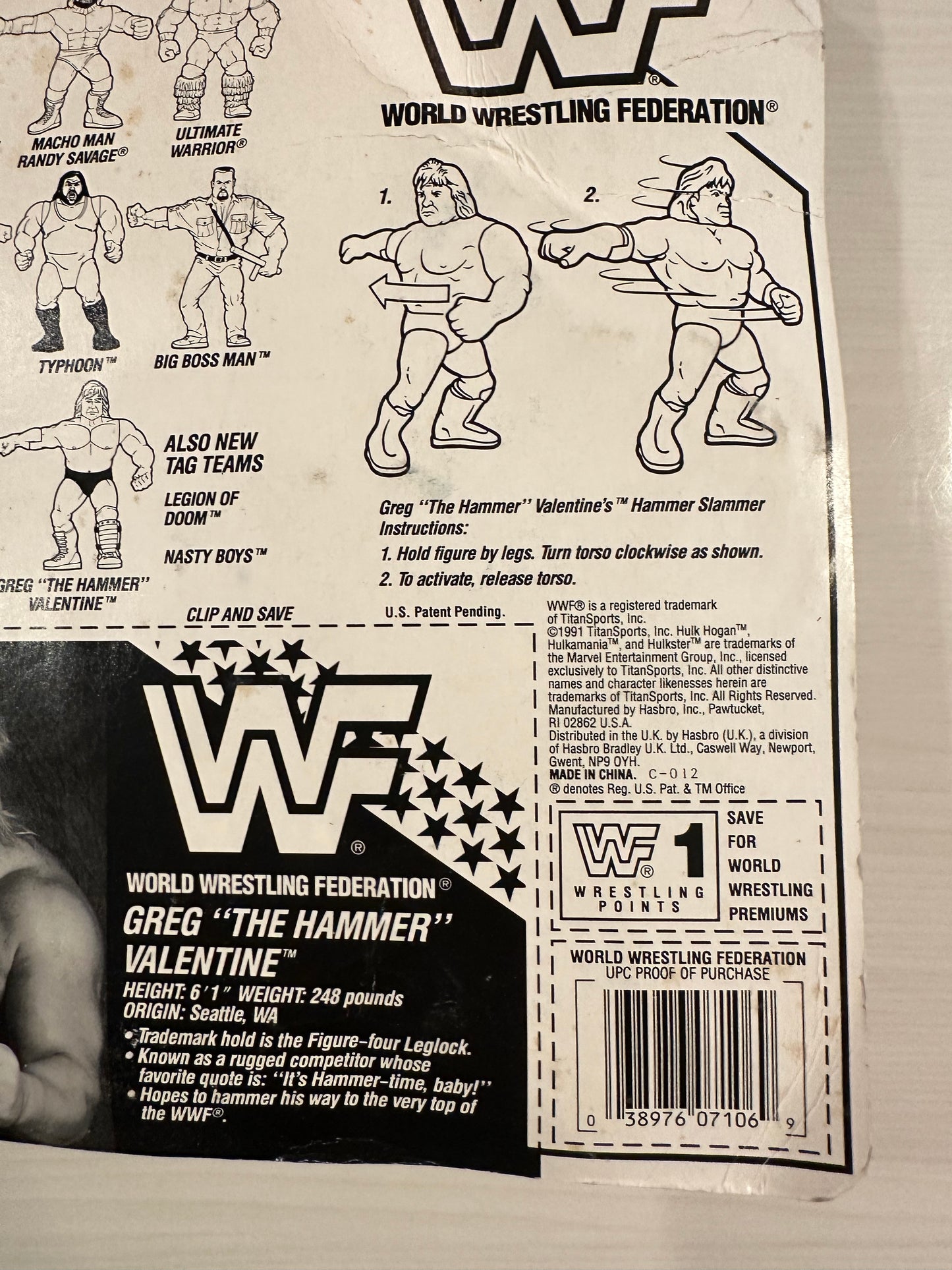 Greg the Hammer Valentine Series 3 WWF Hasbro