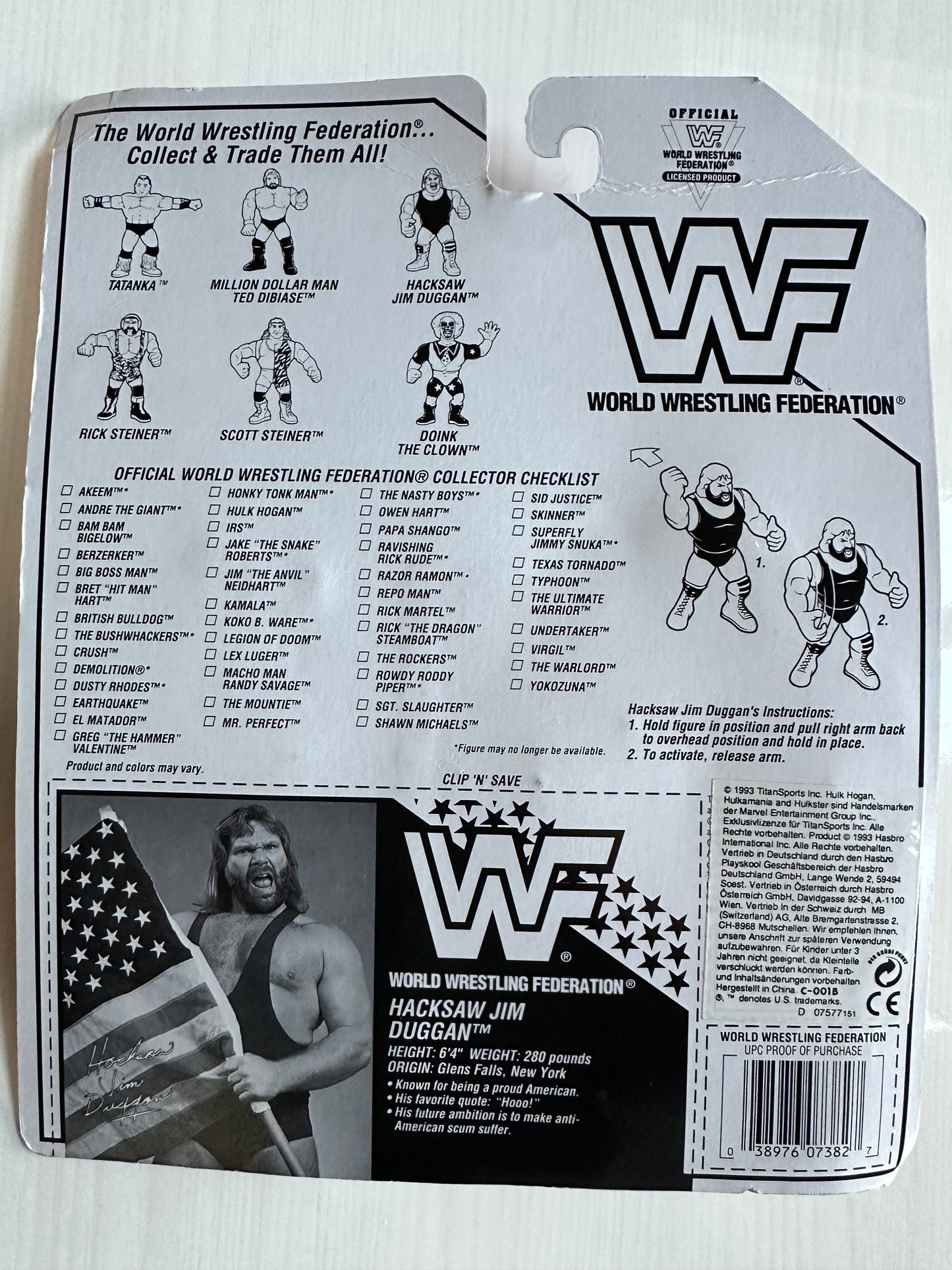 Hacksaw Jim Duggan Series 9 WWF Hasbro MOC figure