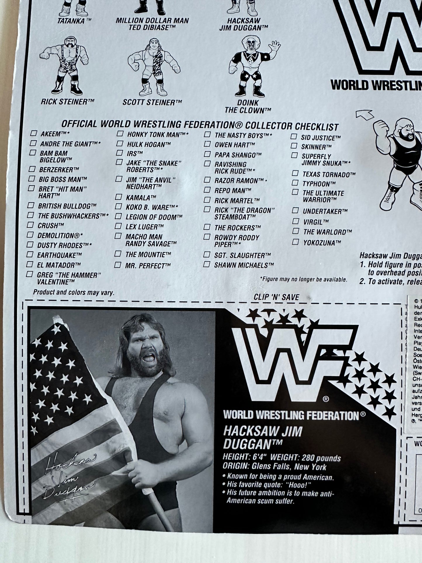 Hacksaw Jim Duggan Series 9 WWF Hasbro MOC figure