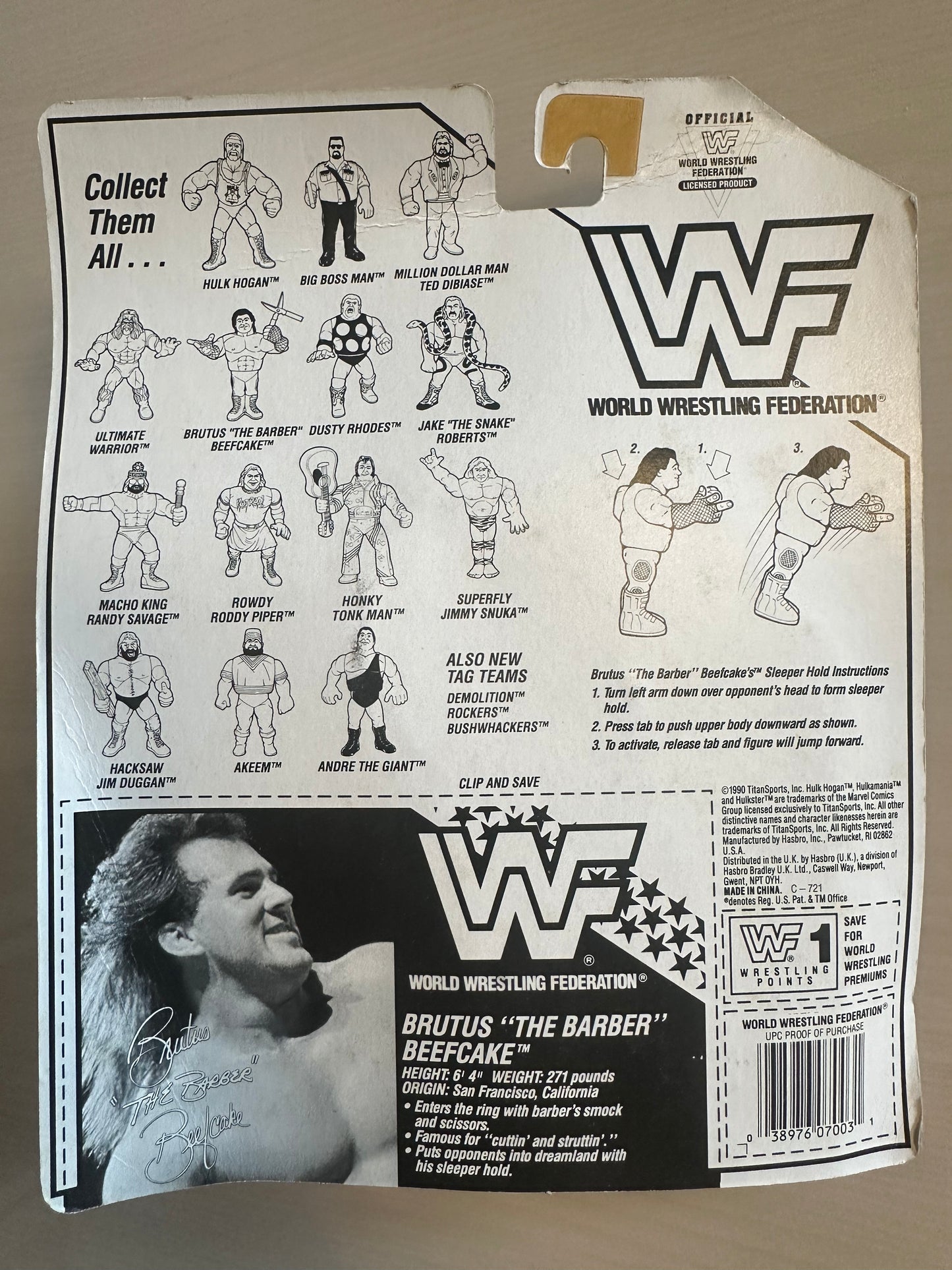 Brutus the Barber Beefcake Series 1 WWF Hasbro