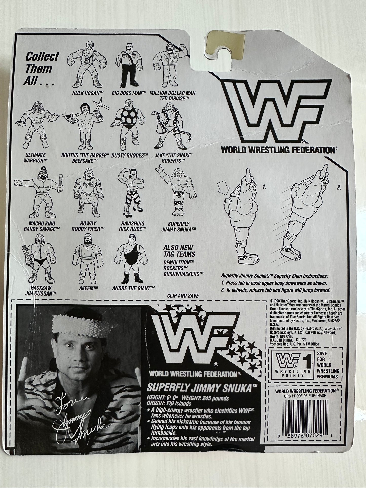 Superfly Jimmy Snuka Series 2 WWF Hasbro