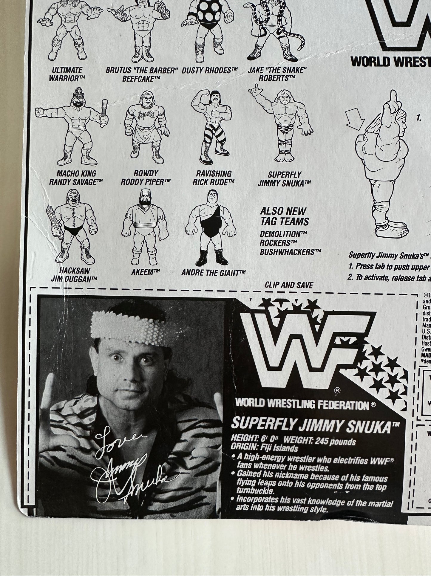 Superfly Jimmy Snuka Series 2 WWF Hasbro