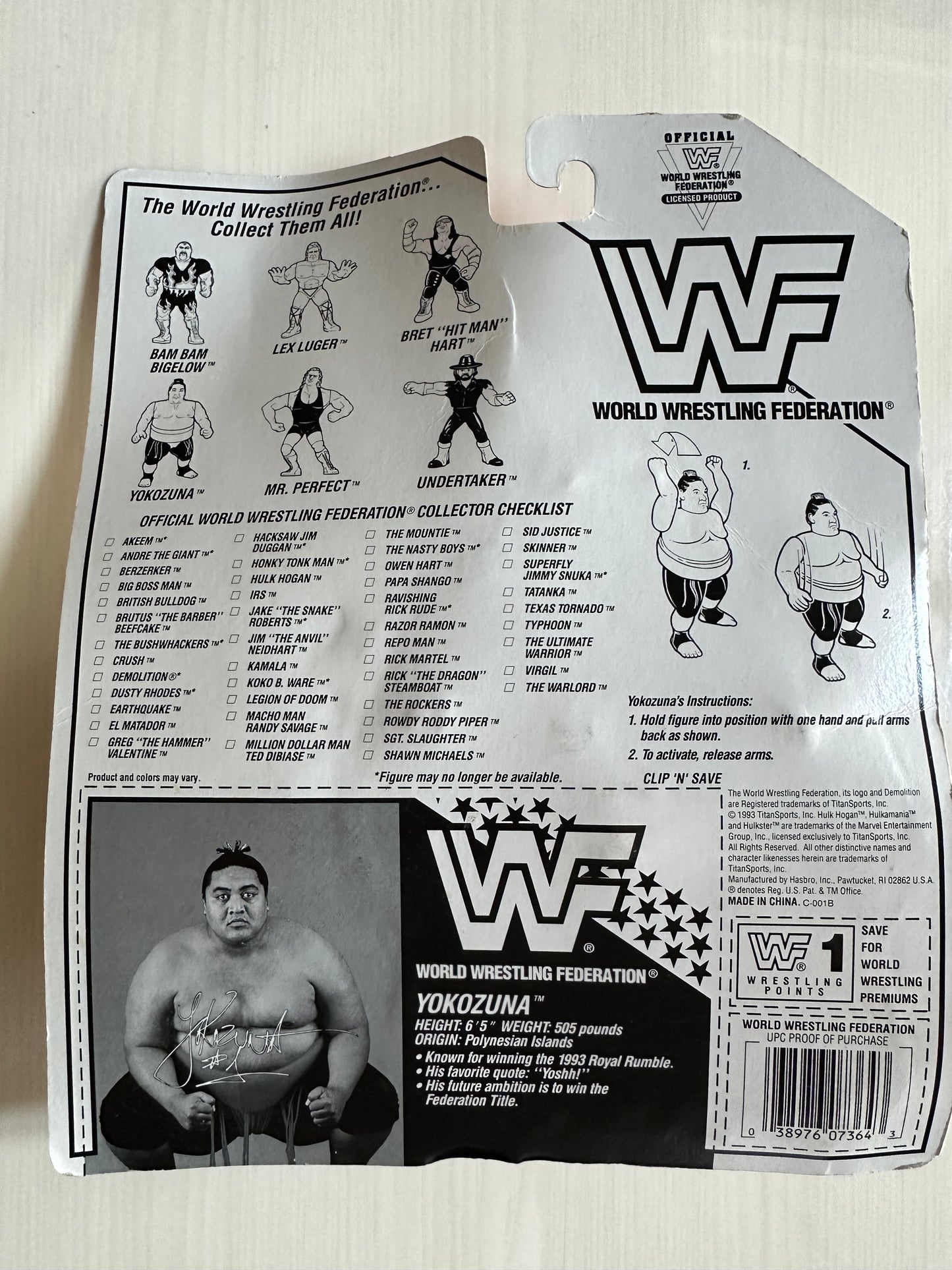 Yokozuna Series 8 WWF Hasbro MOC figure