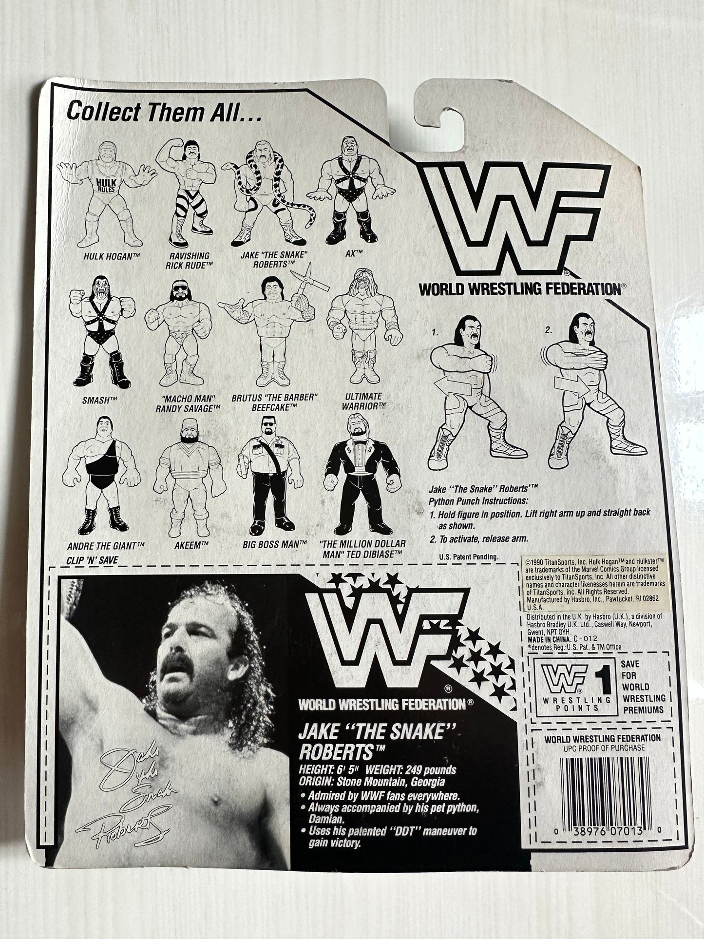 Jake the Snake Roberts Series 1 WWF Hasbro MOC figure