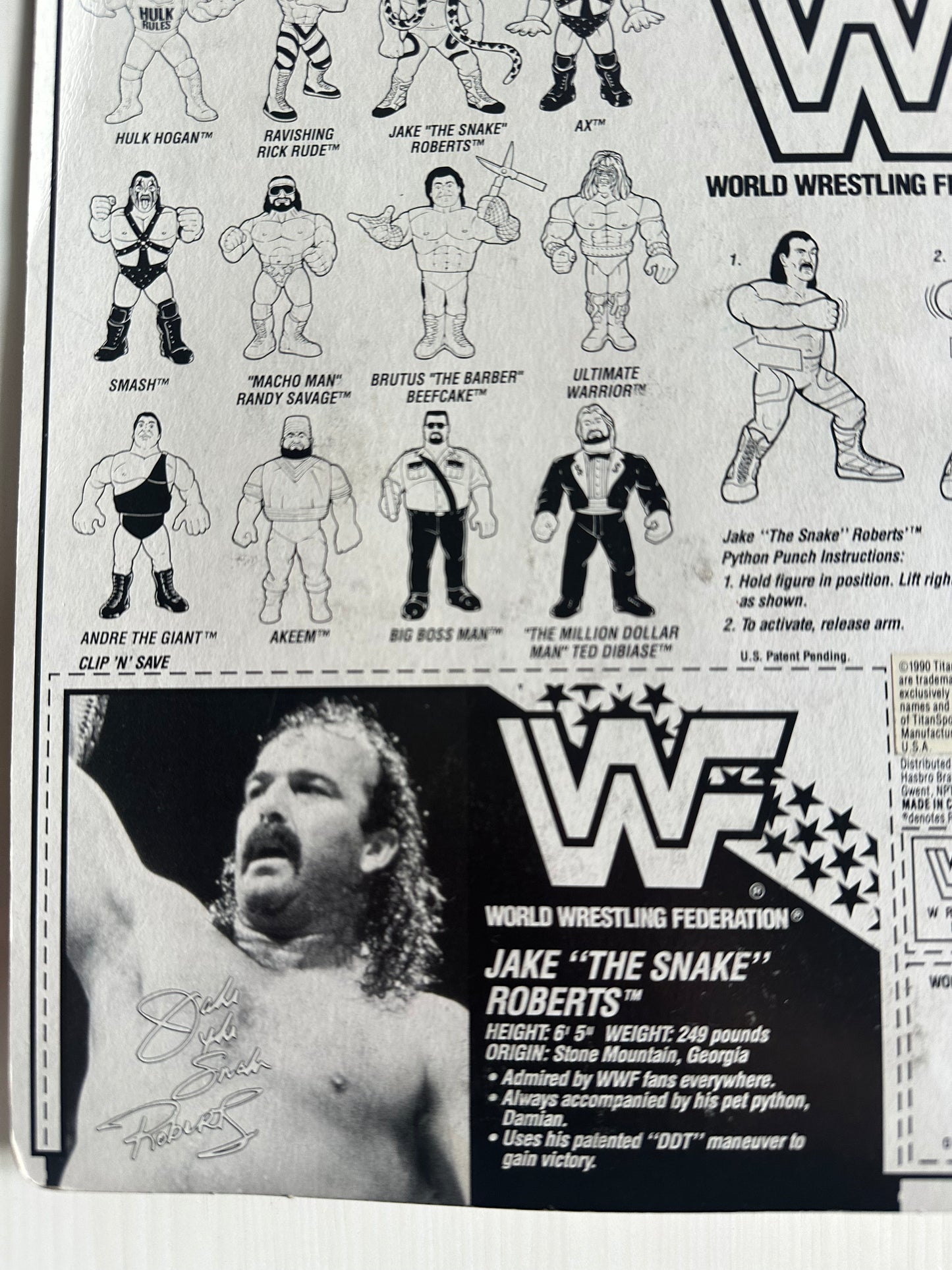Jake the Snake Roberts Series 1 WWF Hasbro MOC figure