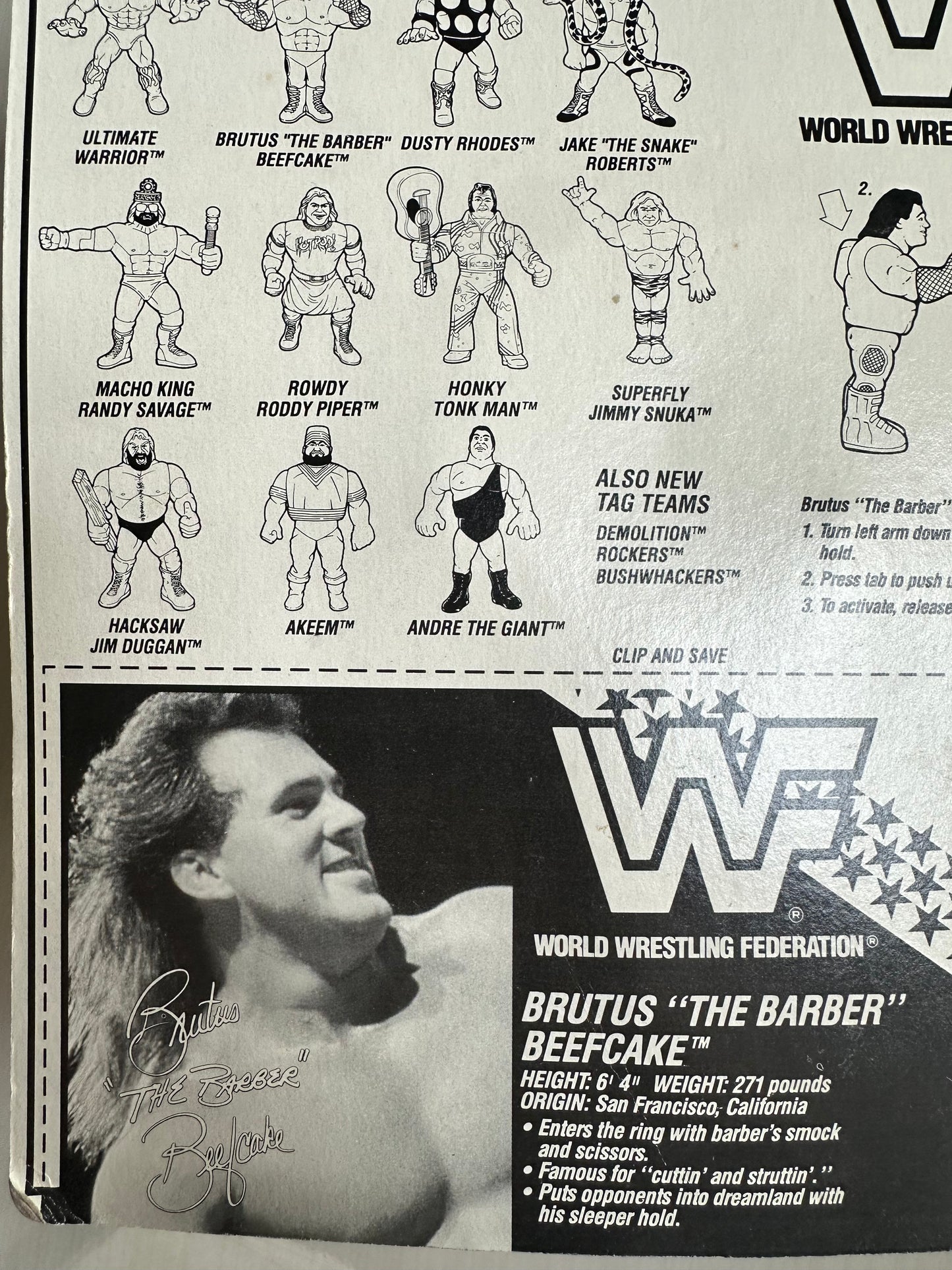 Brutus the Barber Beefcake Series 1 WWF Hasbro MOC figure