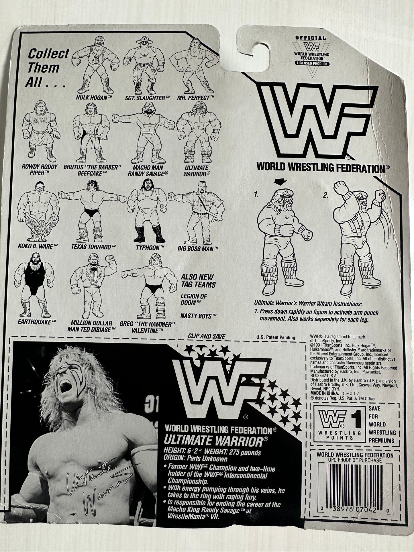 Ultimate Warrior Series 3 WWF Hasbro MOC figure