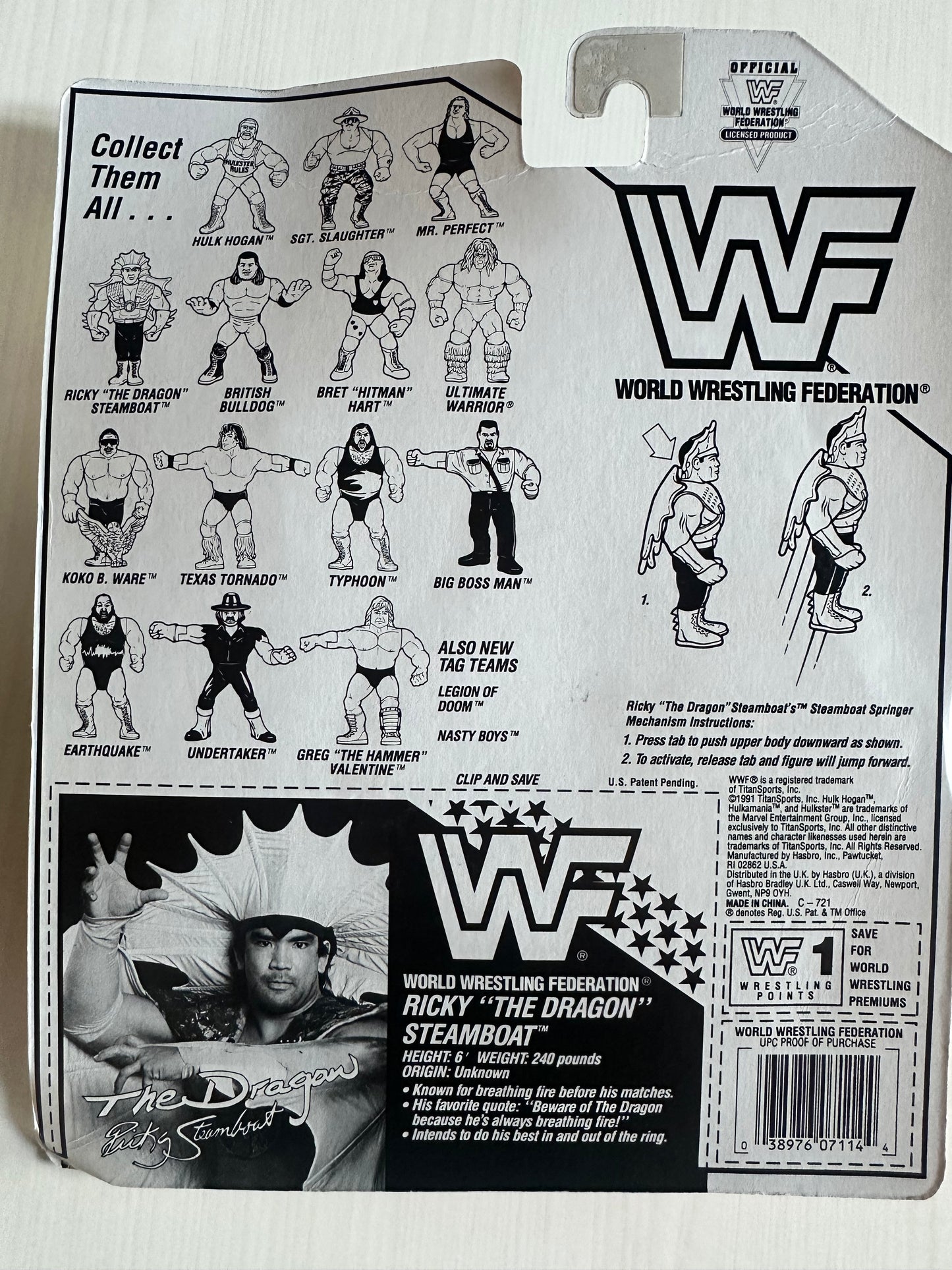 Ricky the Dragon Steamboat Series 4 WWF Hasbro MOC figure